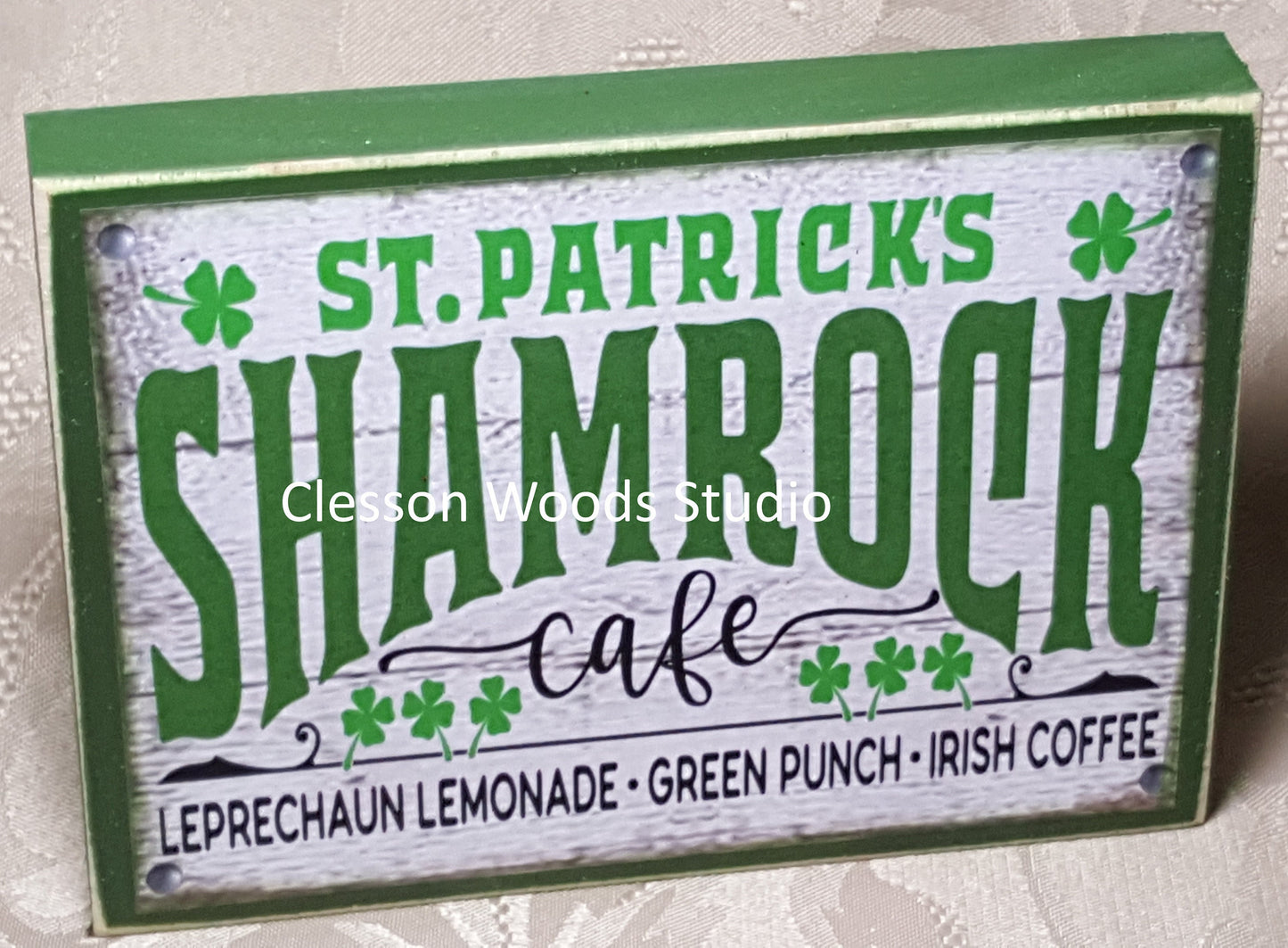 St. Patrick's Shamrock Café Small Wood Sign