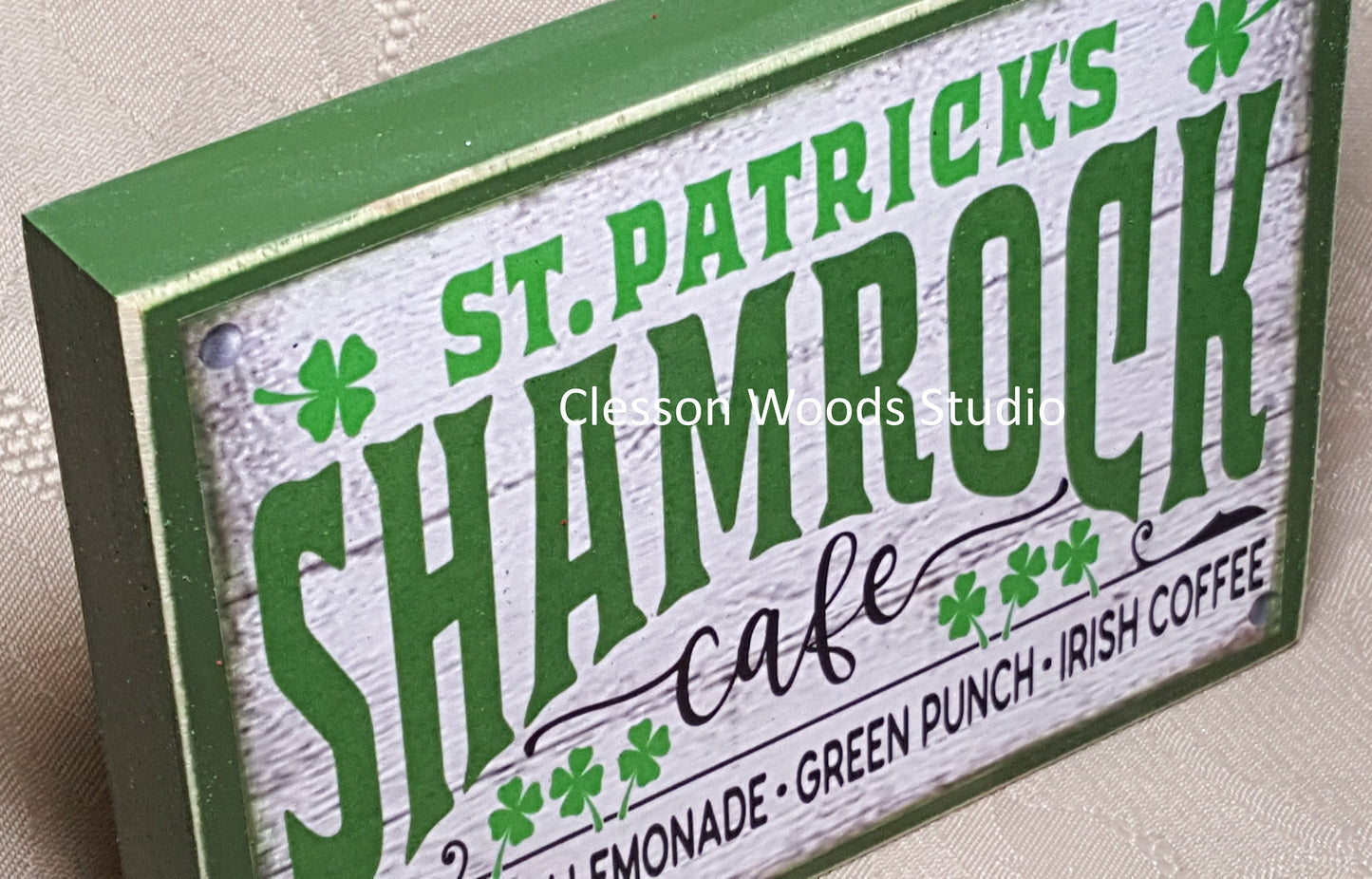 St. Patrick's Shamrock Café Small Wood Sign