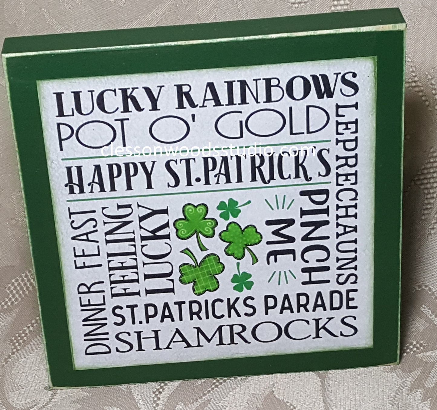 St. Patrick's Day Subway Art Square Small Wood Sign