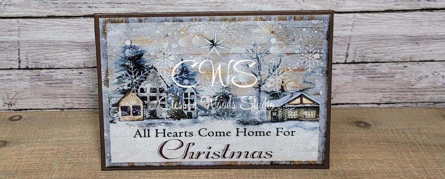 All Hearts Come Home For Christmas (Brown) 7x5" Interchangeable Canvas Insert