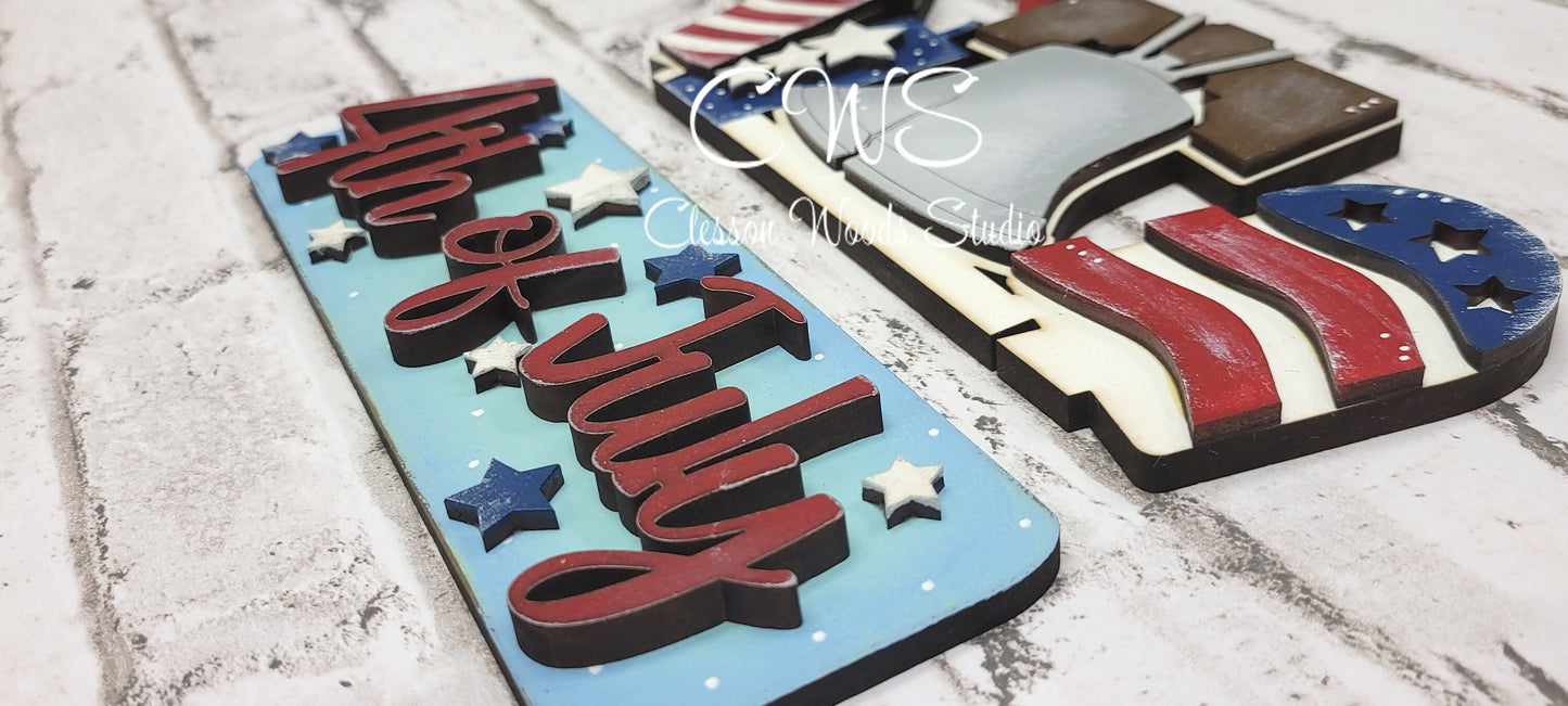 Hand Painted 4th of July Seasonal Bread Board Accents