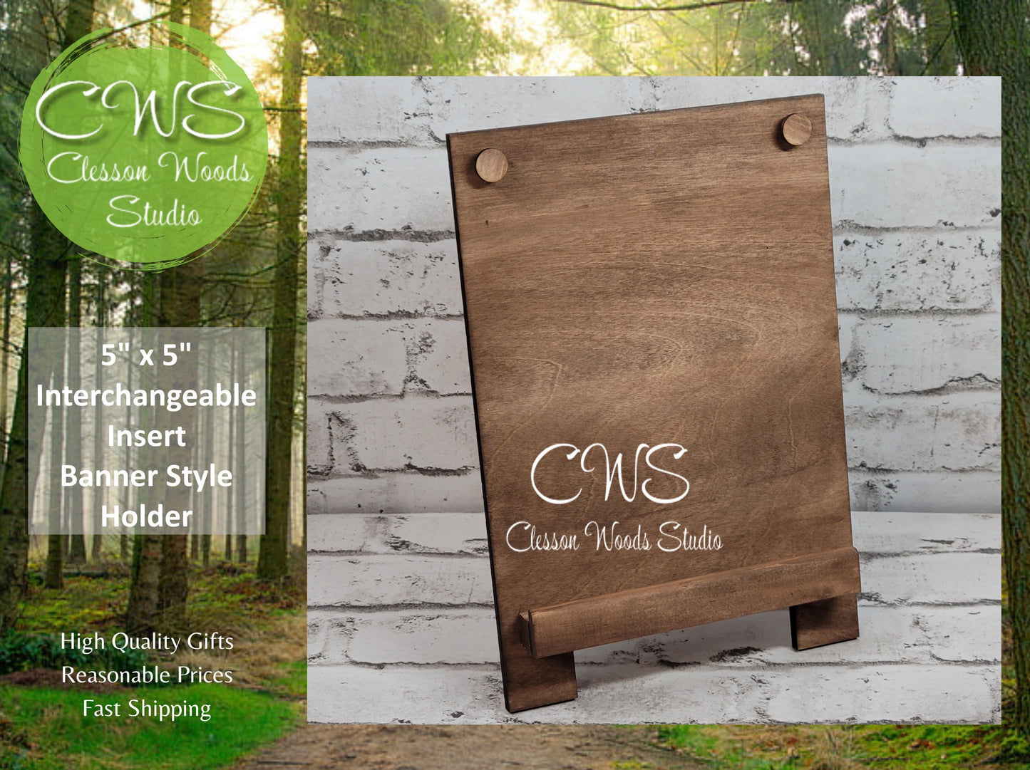 5”x5” Interchangeable Insert Banner Style Holder
