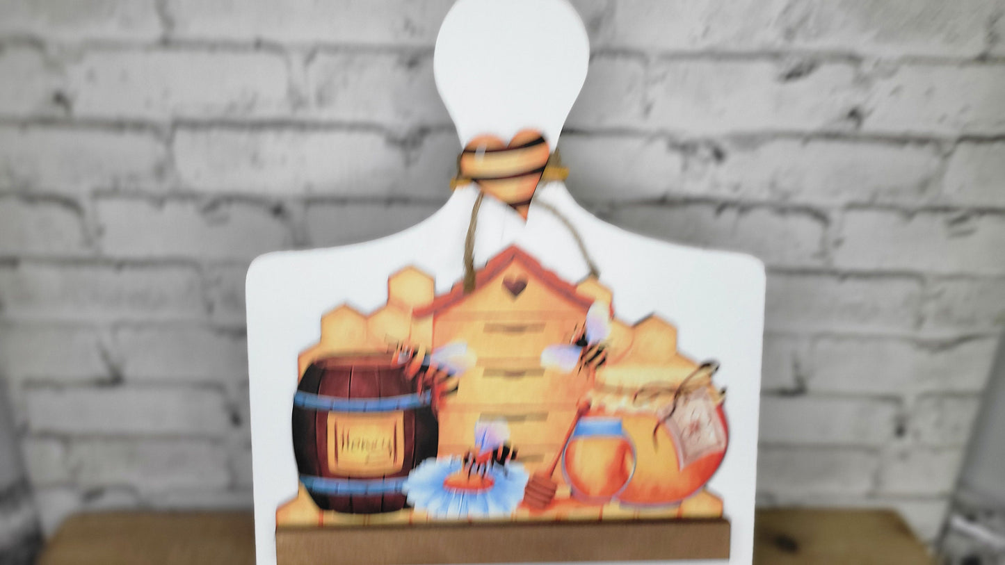 Be Kind Honey and Bees Digital Art and Hand Painted Seasonal Breadboard Accents