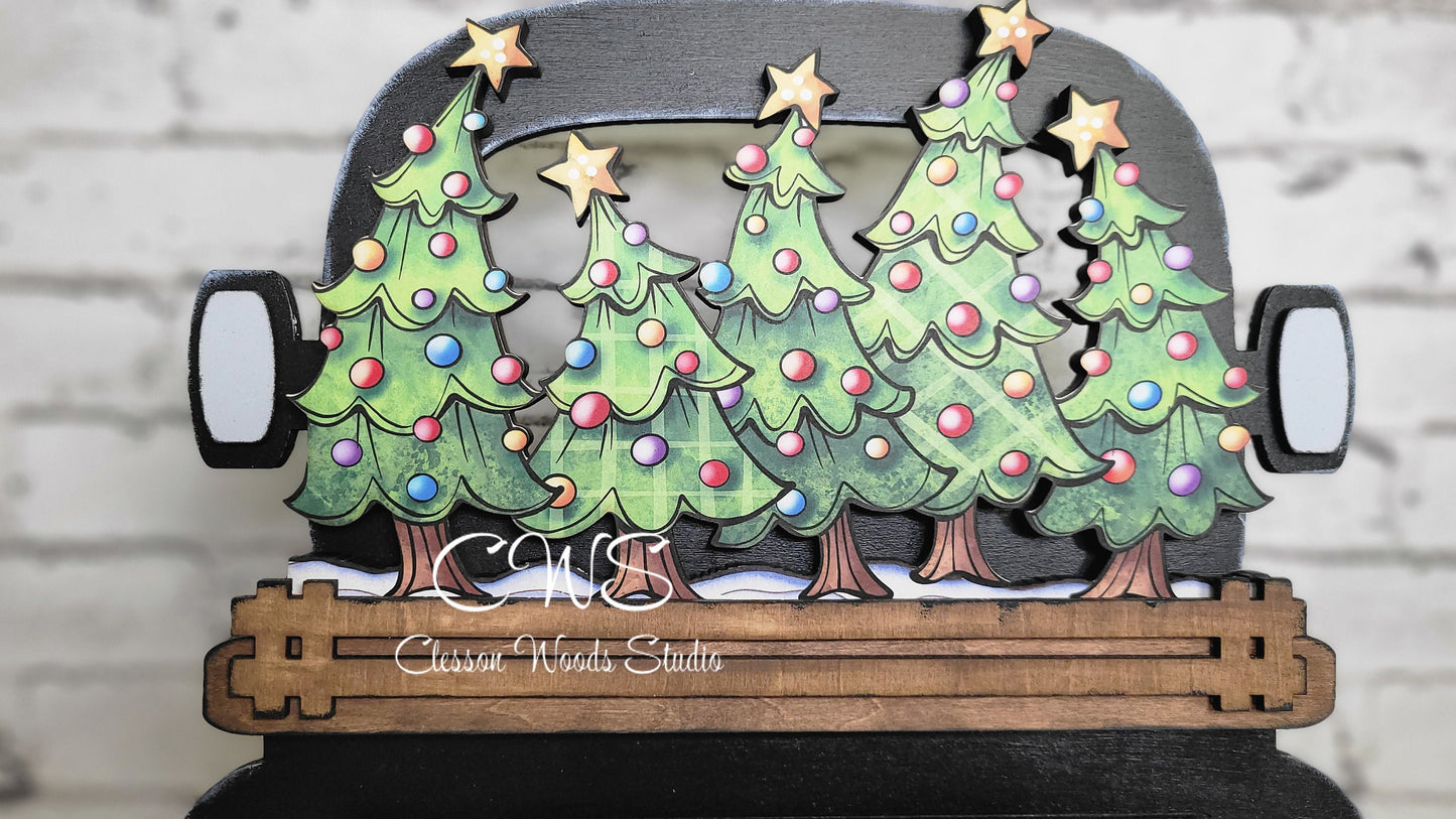 Christmas Tree Farm U Cut Digital Art and Hand Painted Truck Accents