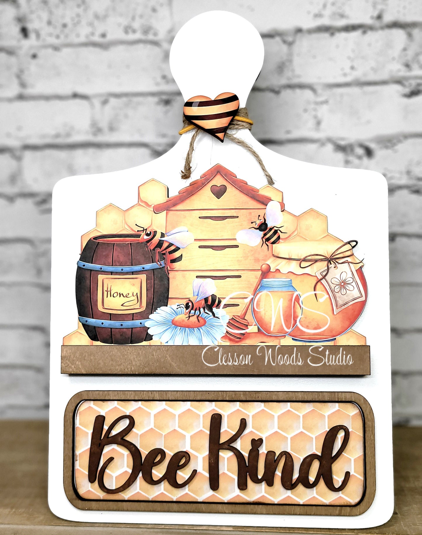 Be Kind Honey and Bees Digital Art and Hand Painted Seasonal Breadboard Accents