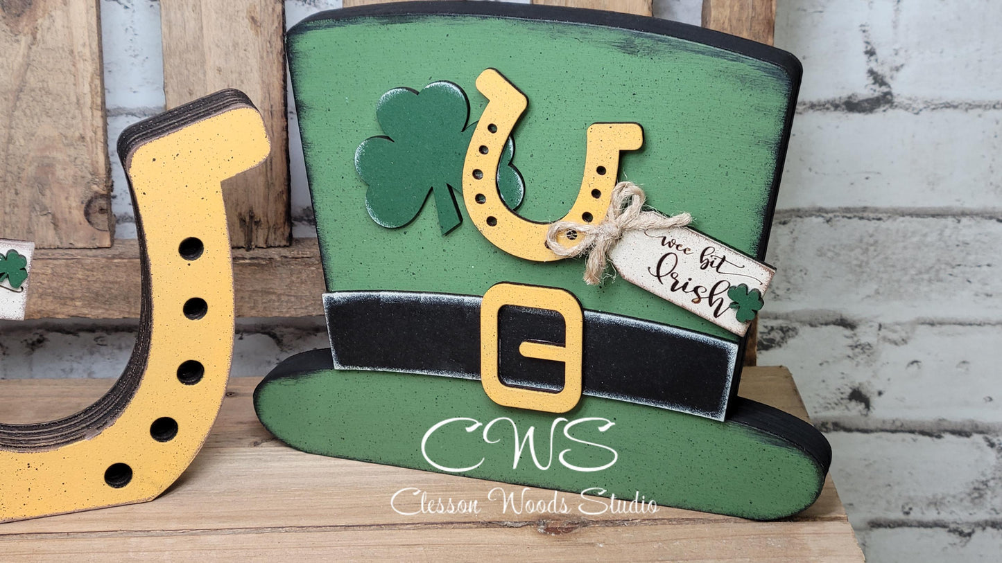 St. Patrick's Day Hat and Horseshoe Shelf Sitters