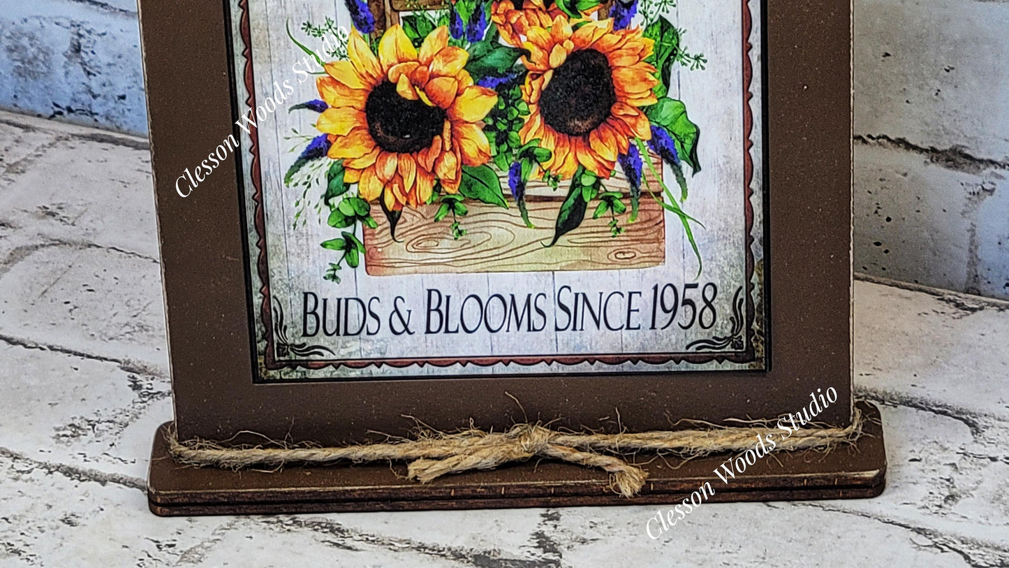 Sunflower Farm and Market Framed Art with Attached Stand
