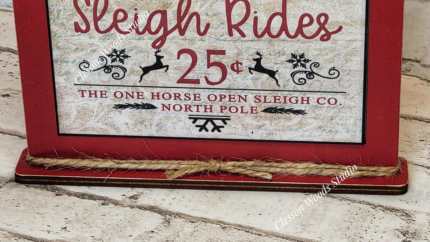 Sleigh Rides Framed Art with Attached Stand