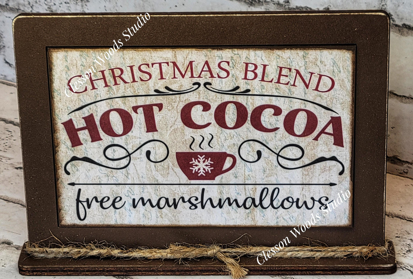 Hot Cocoa Christmas Blend Framed Art with Attached Stand