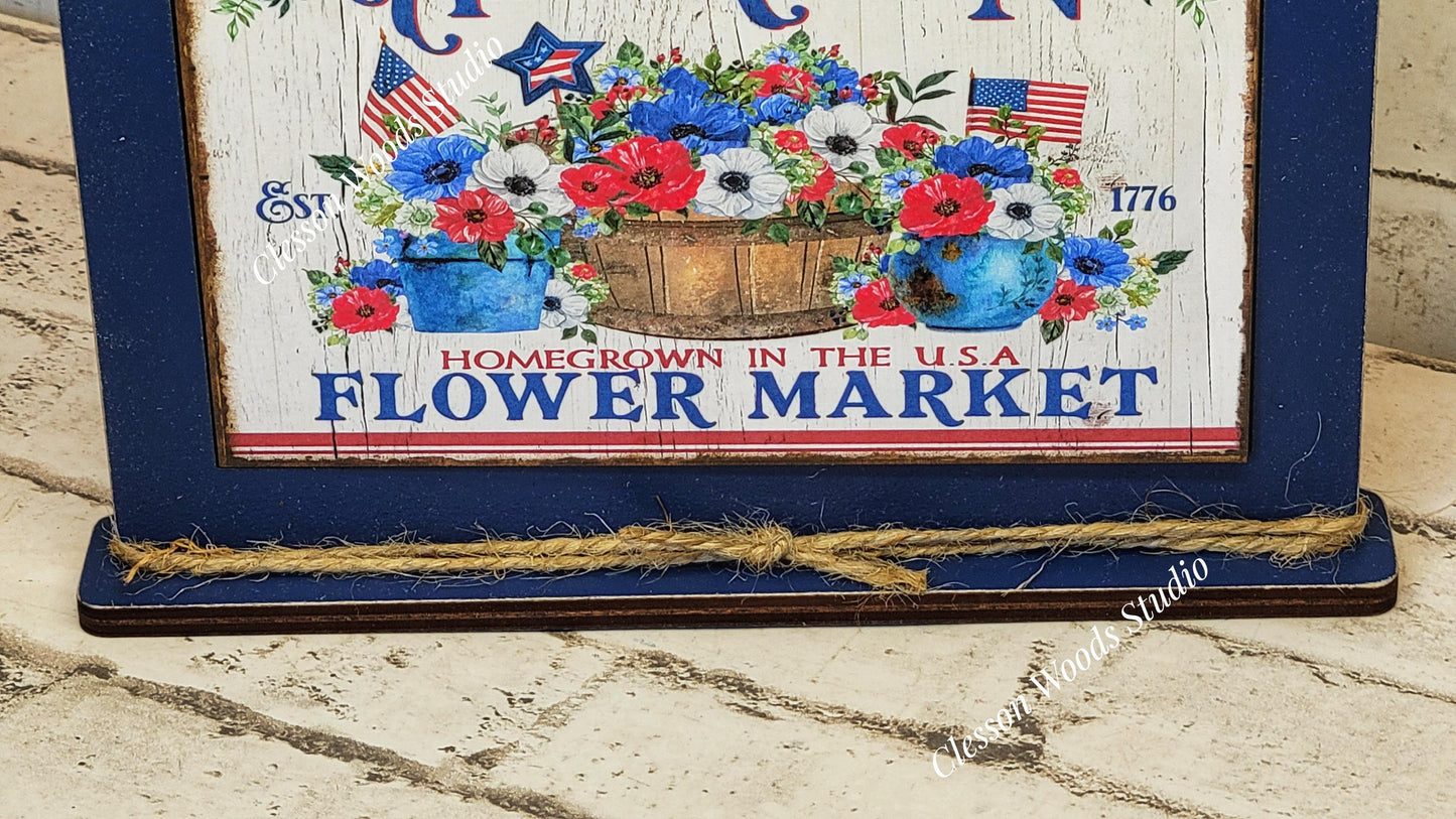 America Flower Market Framed Art with Attached Stand