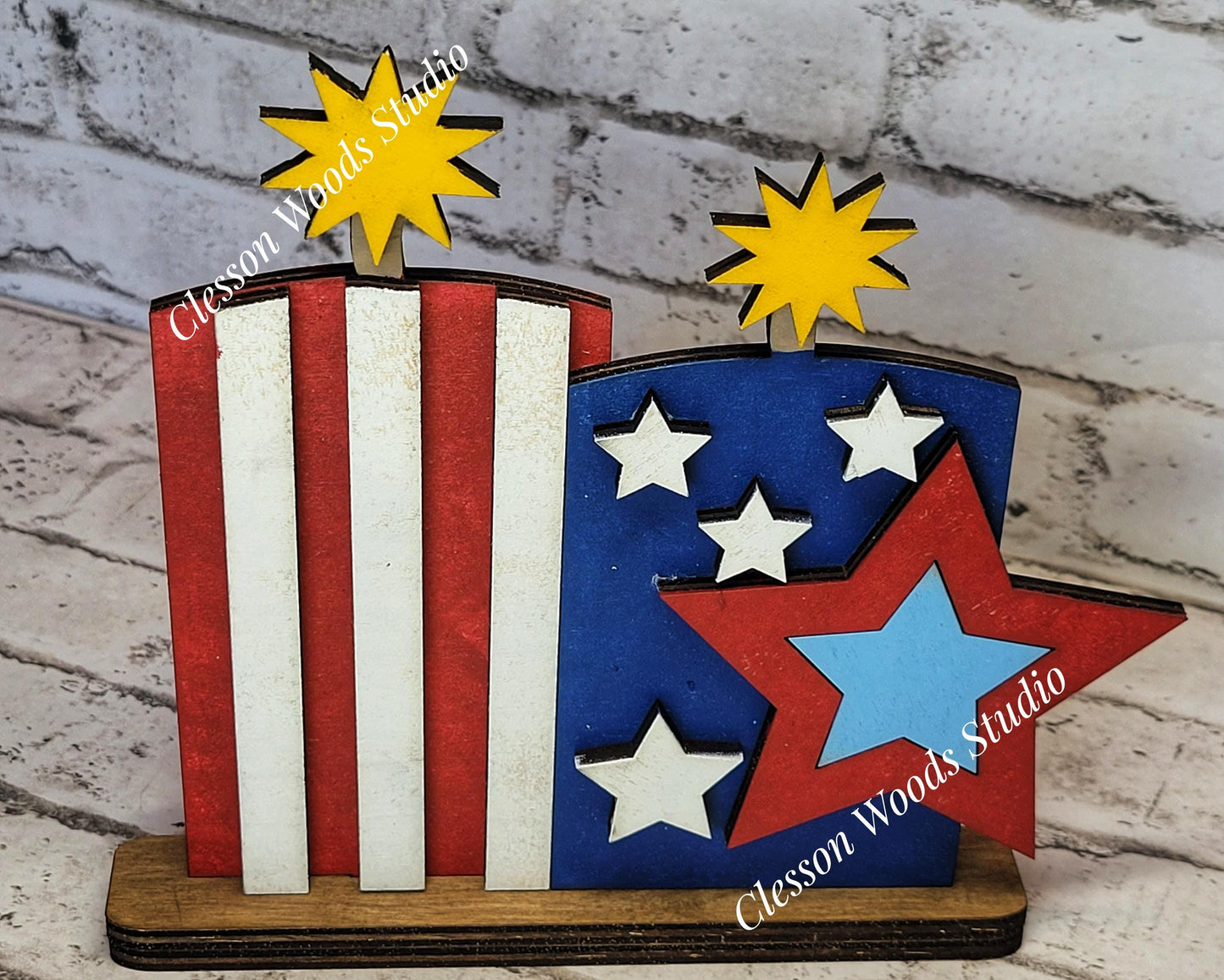 Finished Painted July 4th Shelf Sitters