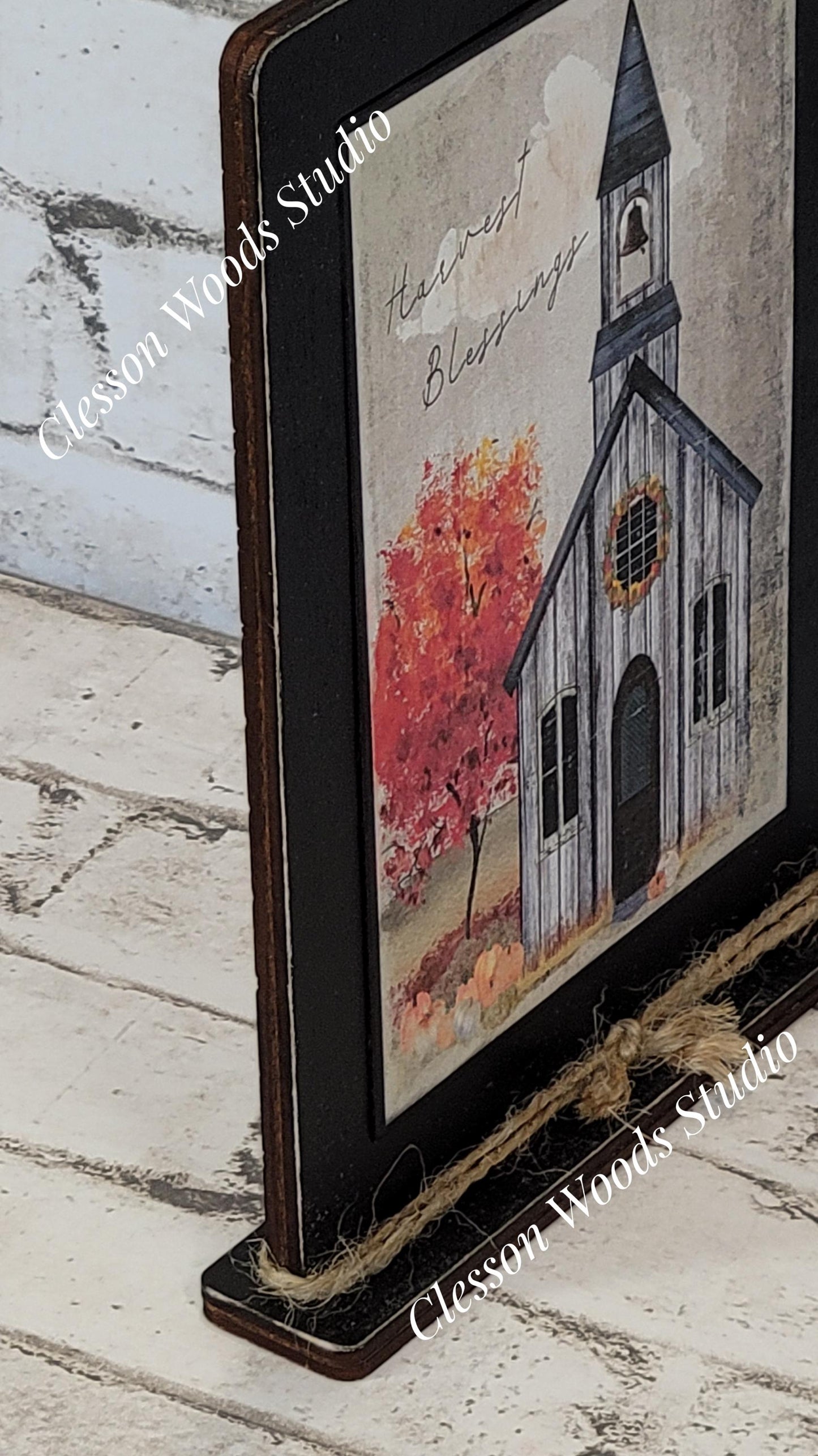 Harvest Blessings Church Framed Art with Attached Stand