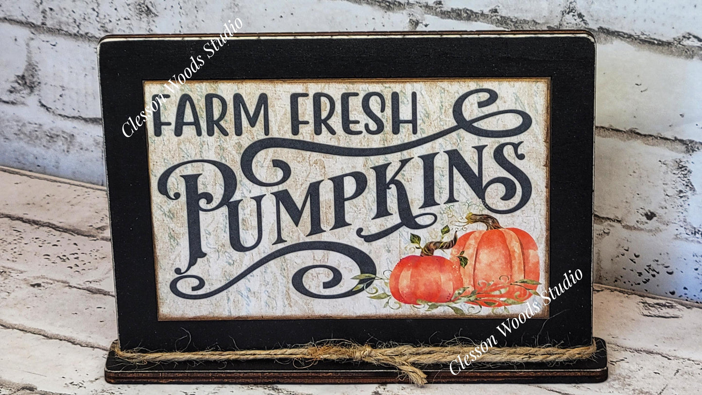 Farm Fresh Pumpkins Framed Art with Attached Stand