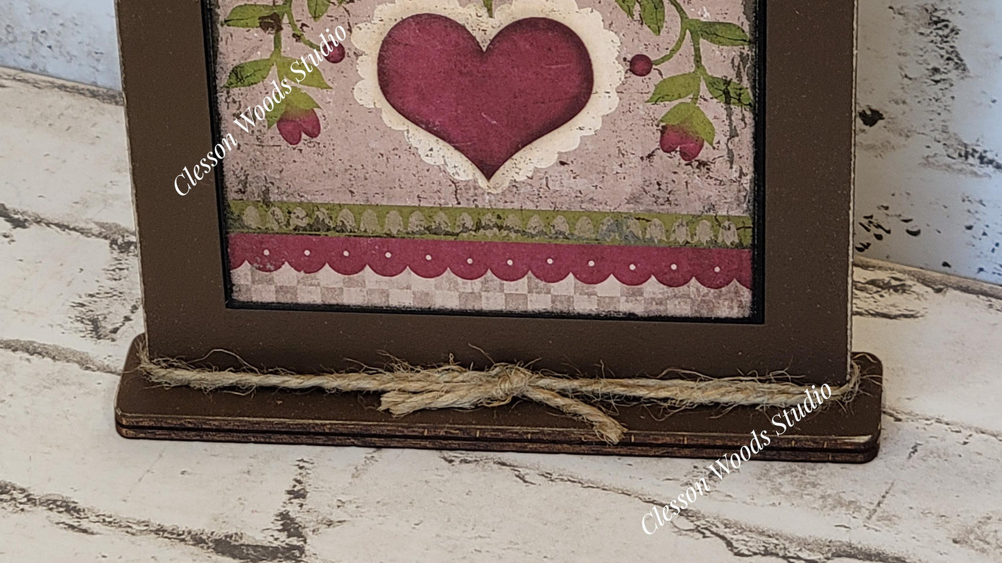Love One Another Wood Framed Art with Attached Stand