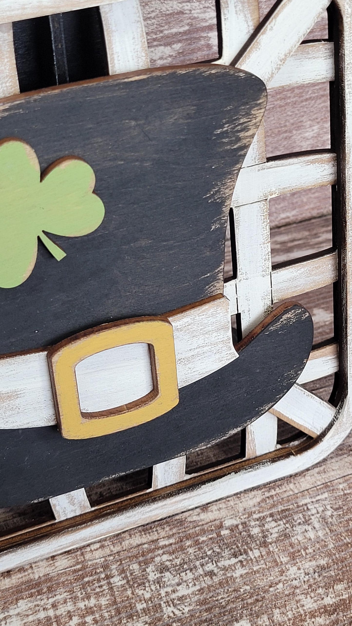 St. Patrick's Day Hat Set Black Stand Tobacco Basket Sign Post and Sign