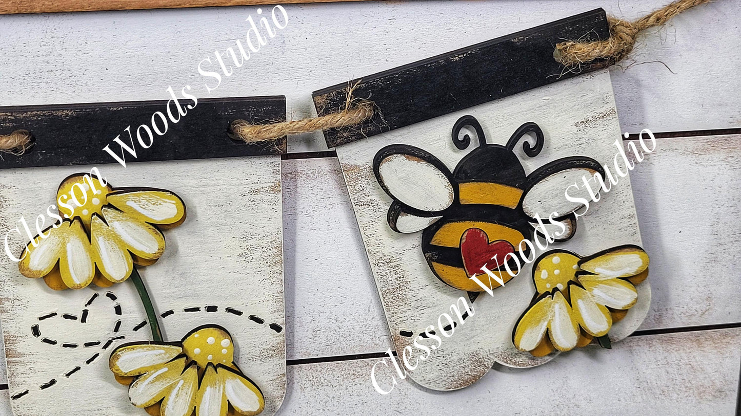 Hello Bee - Seasonal Interchangeable Banner Set for Fence & Framed Welcome and Hello Signs