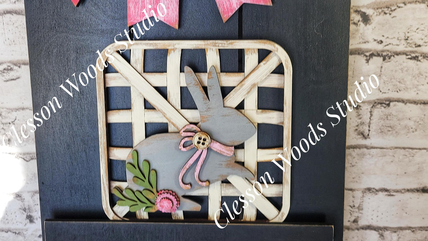 Hello Spring Bunny Tobacco Basket 3 Piece Set for Pallet Sign
