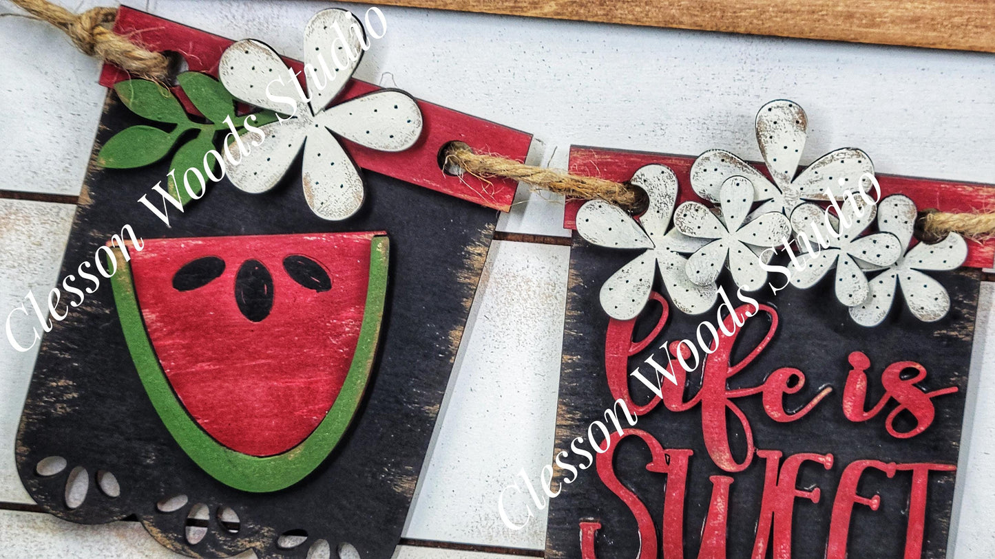 Hand-Painted Seasonal Banner Set – Interchangeable Wooden Sign Decor