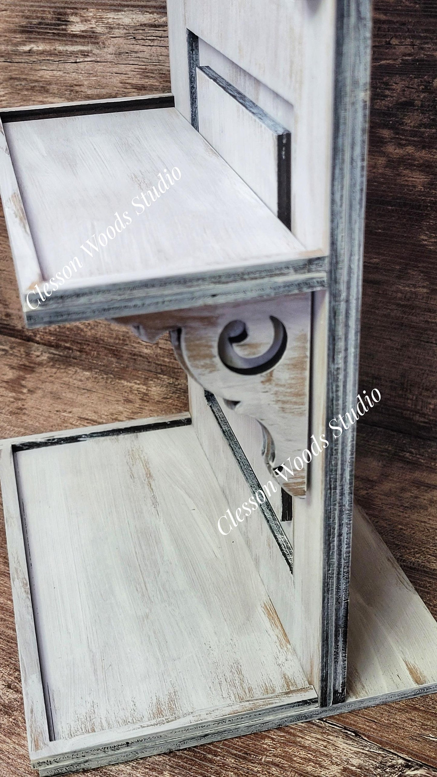 Rustic Hand‑Painted Door Shelf with Hook – Freestanding Tiered Tray