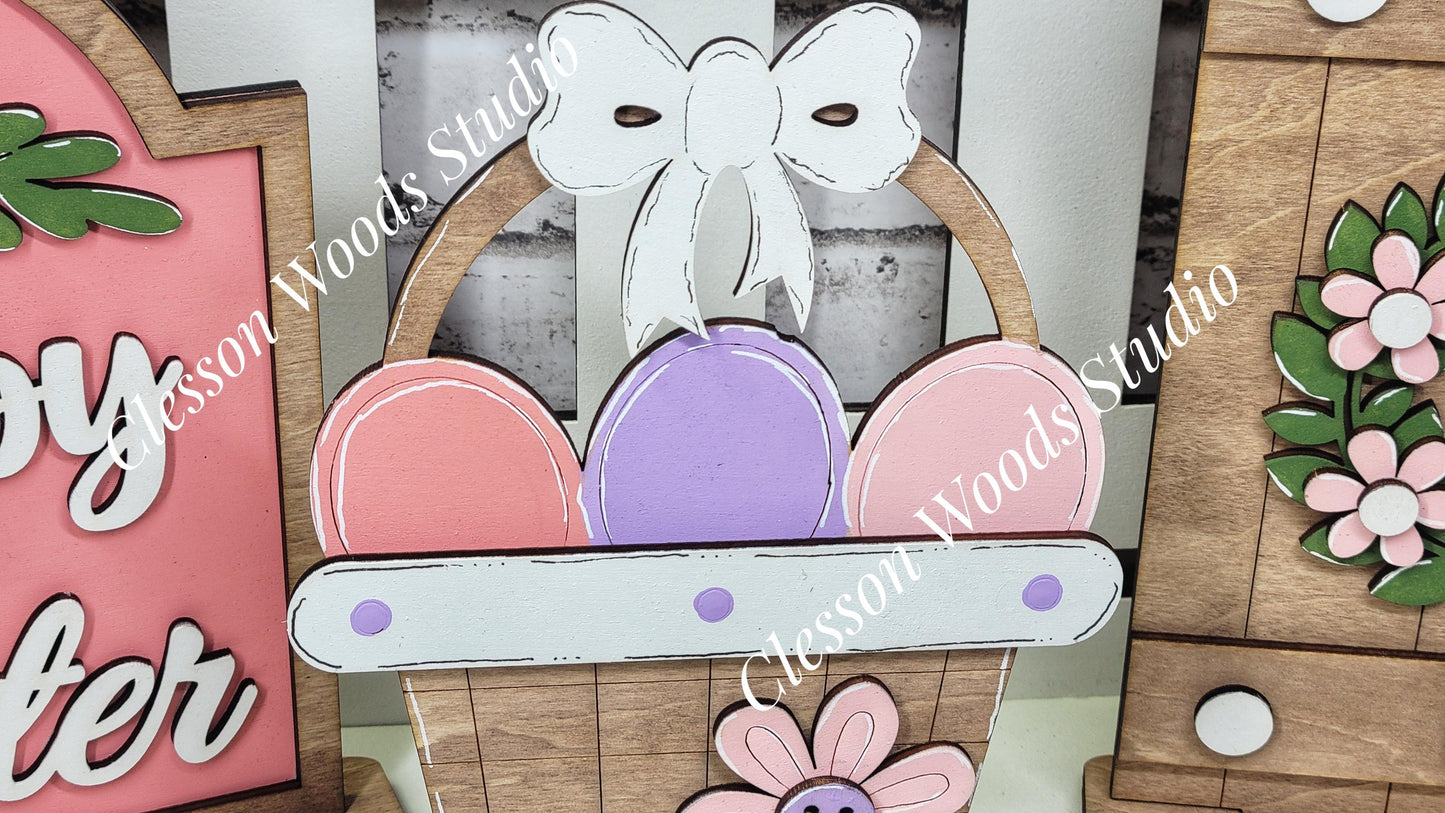 Finished Painted Easter Set for Large Bench