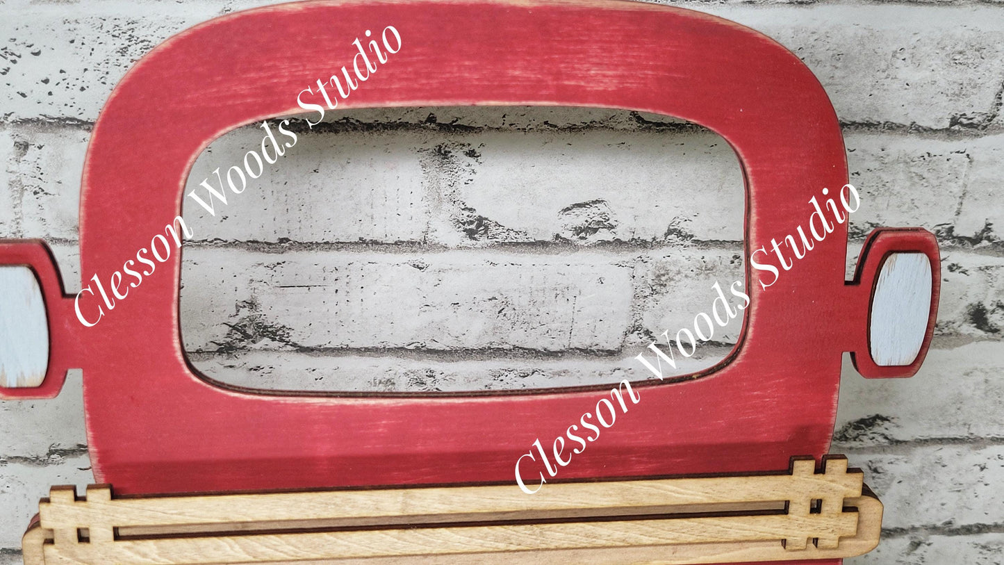 Finished 12 Inch Wood Red Truck Display