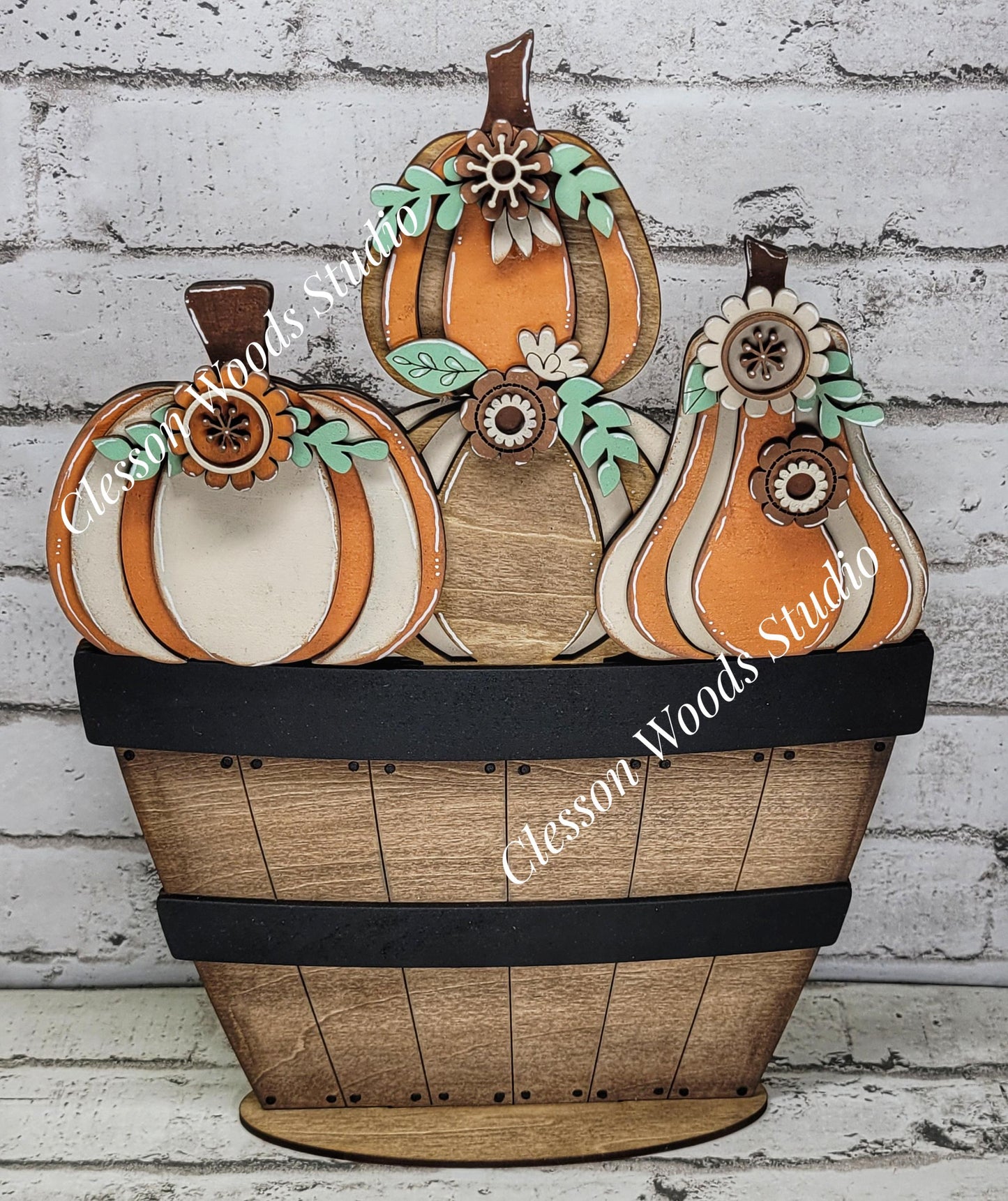 Pumpkins & Flowers Insert for Large Basket or Crate