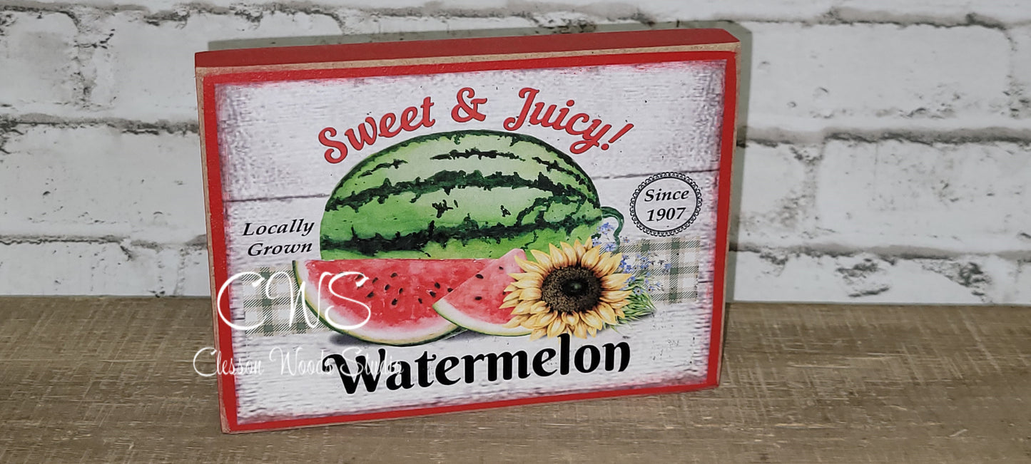 Sweet & Juicy Watermelon wood sign