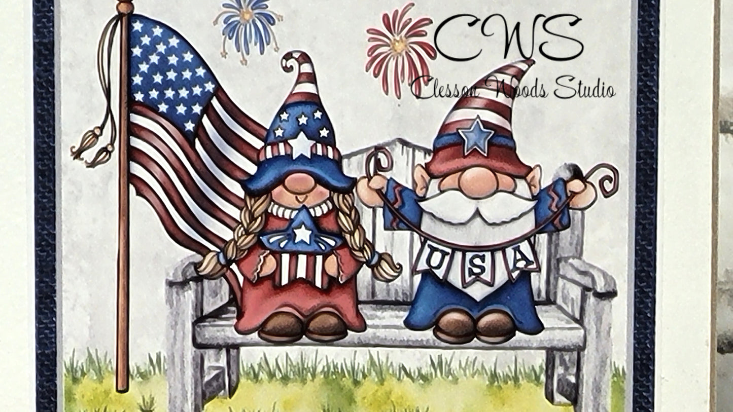 Summer July Gnome Square Wood Sign