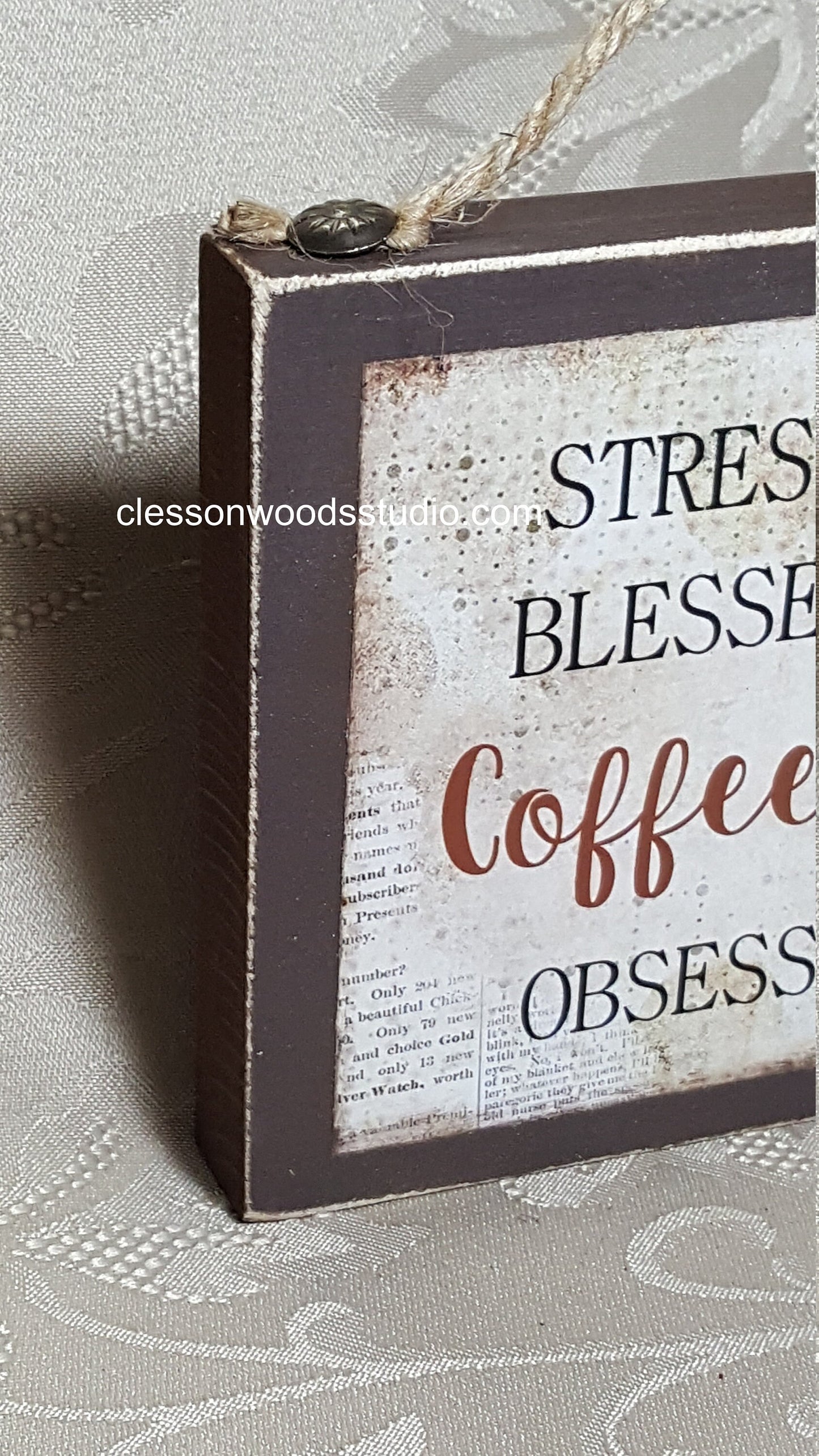 Stressed Blessed & Coffee Obsessed Wood Block Sign