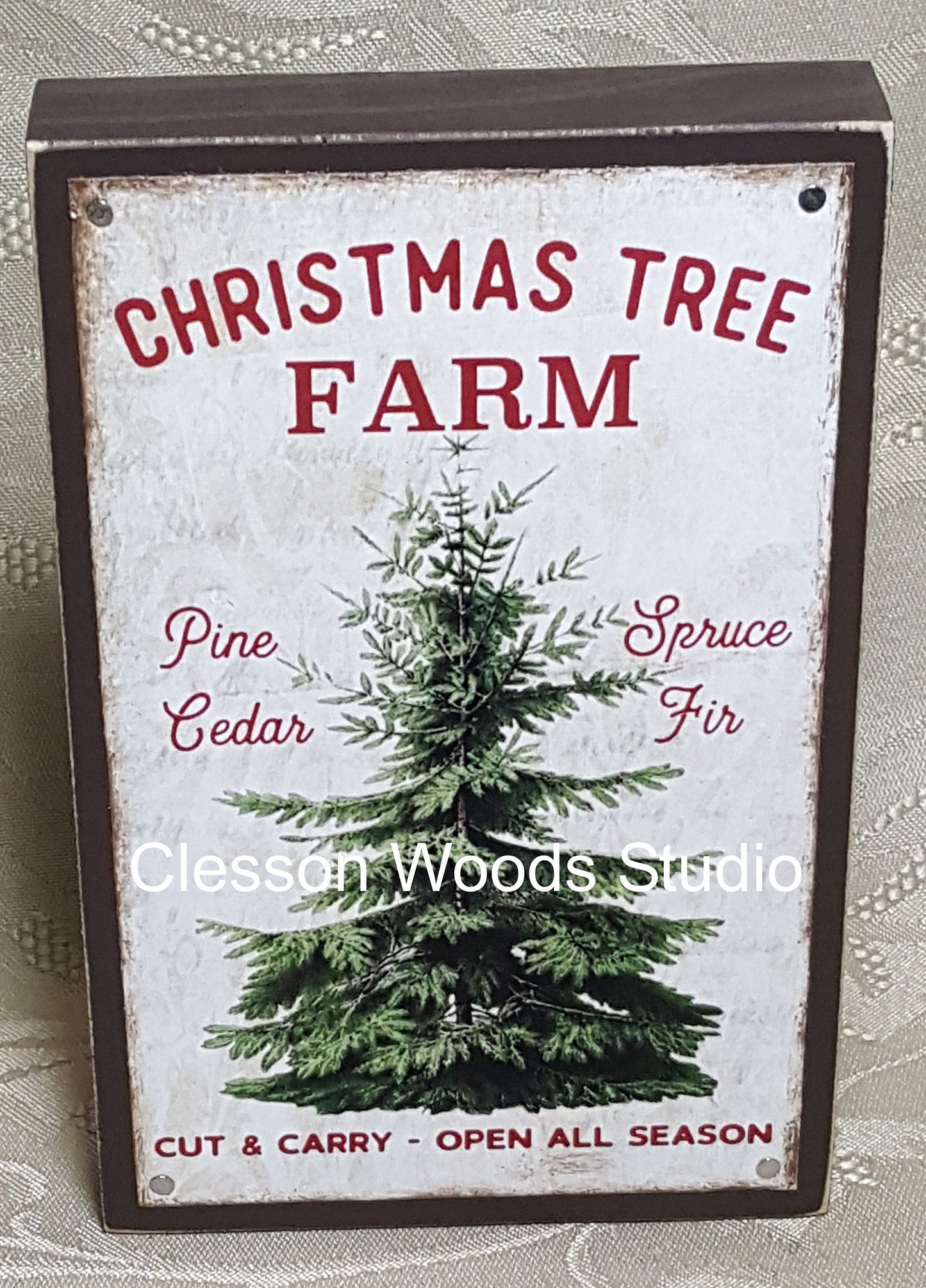 Christmas Tree Farm Small Wood Block Sign