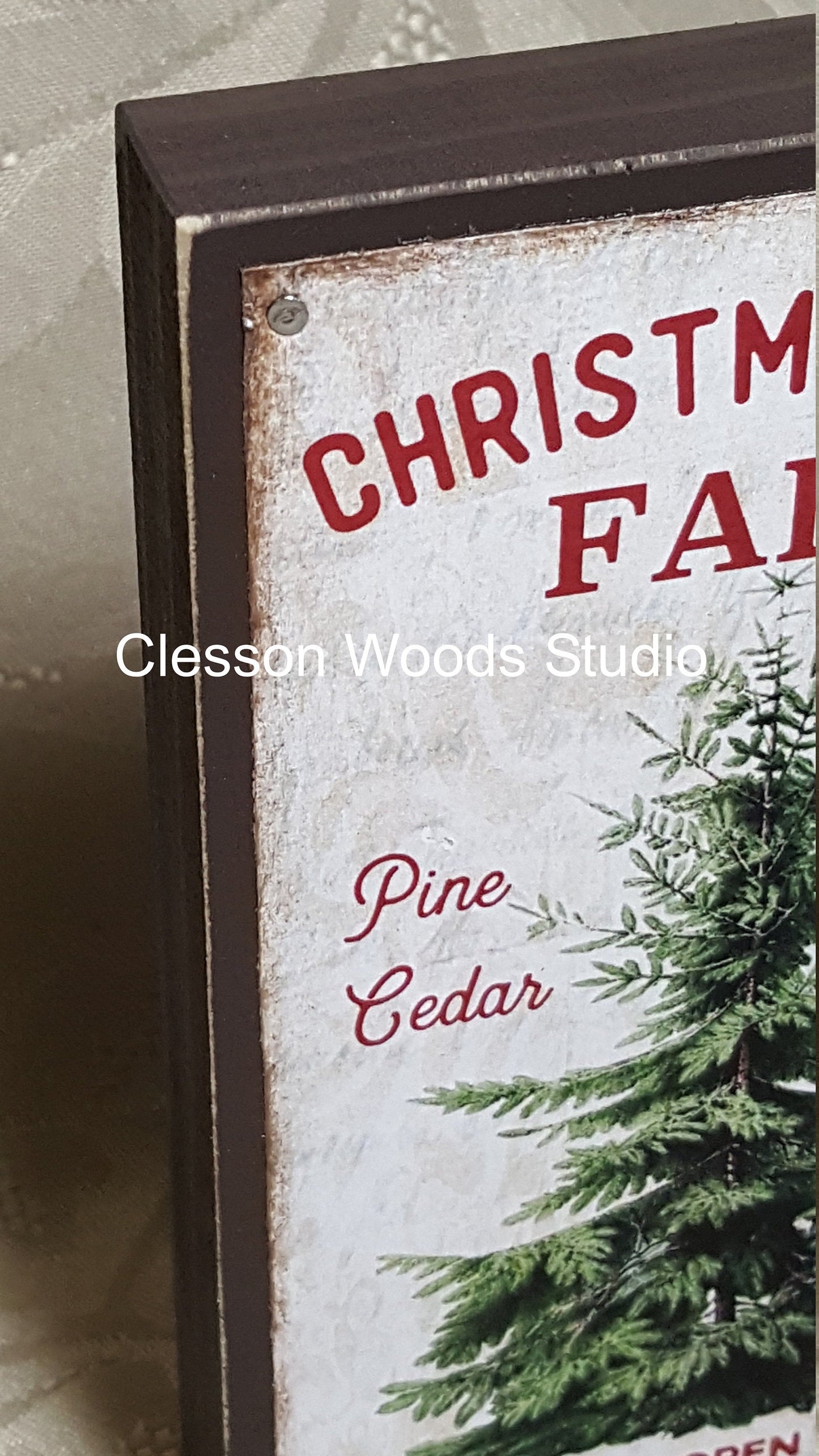 Christmas Tree Farm Small Wood Block Sign