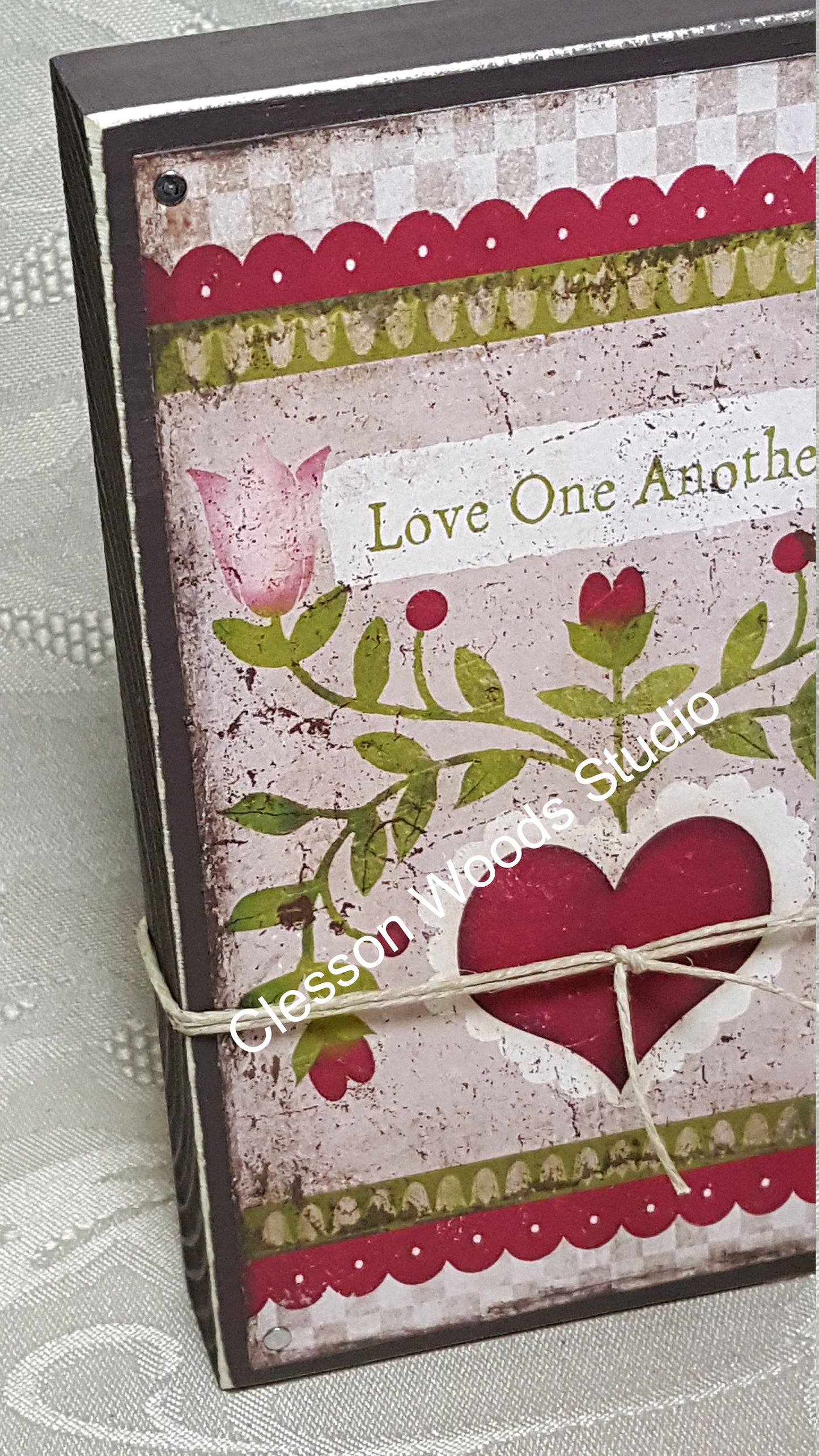 Love One Another Wood Block Sign