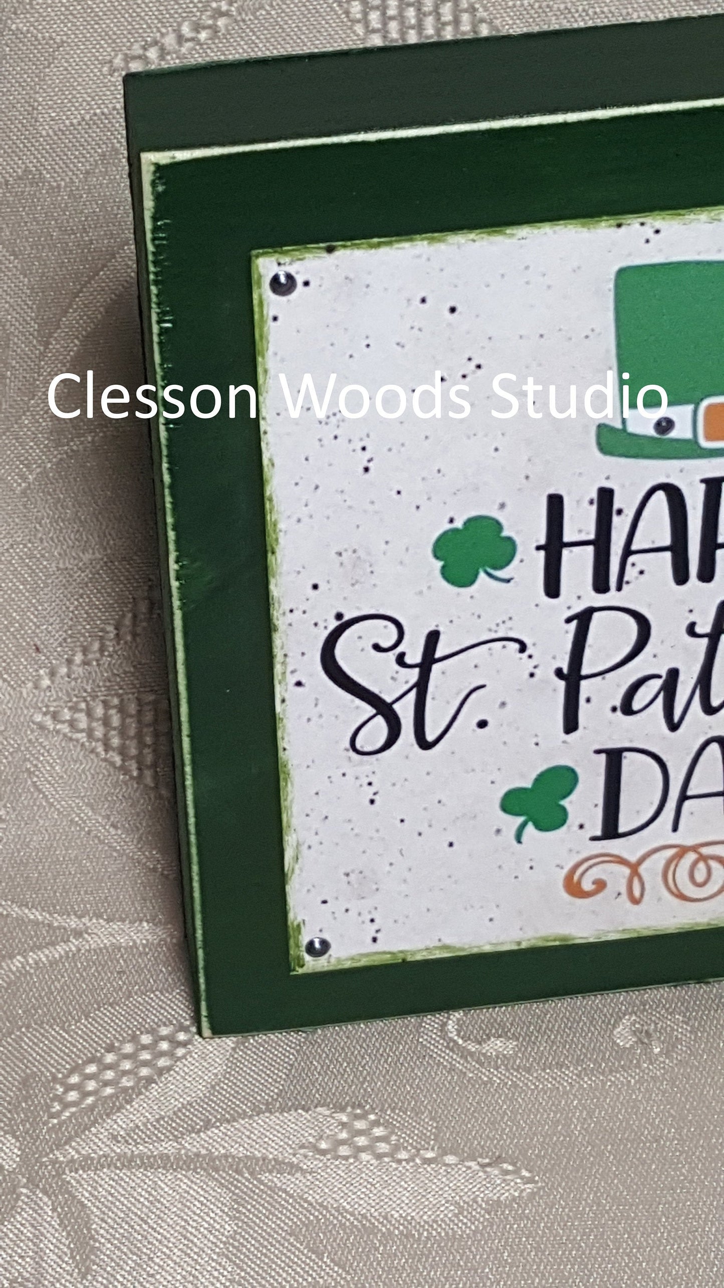 Happy St. Patrick's Day Hat Wood Block Sign