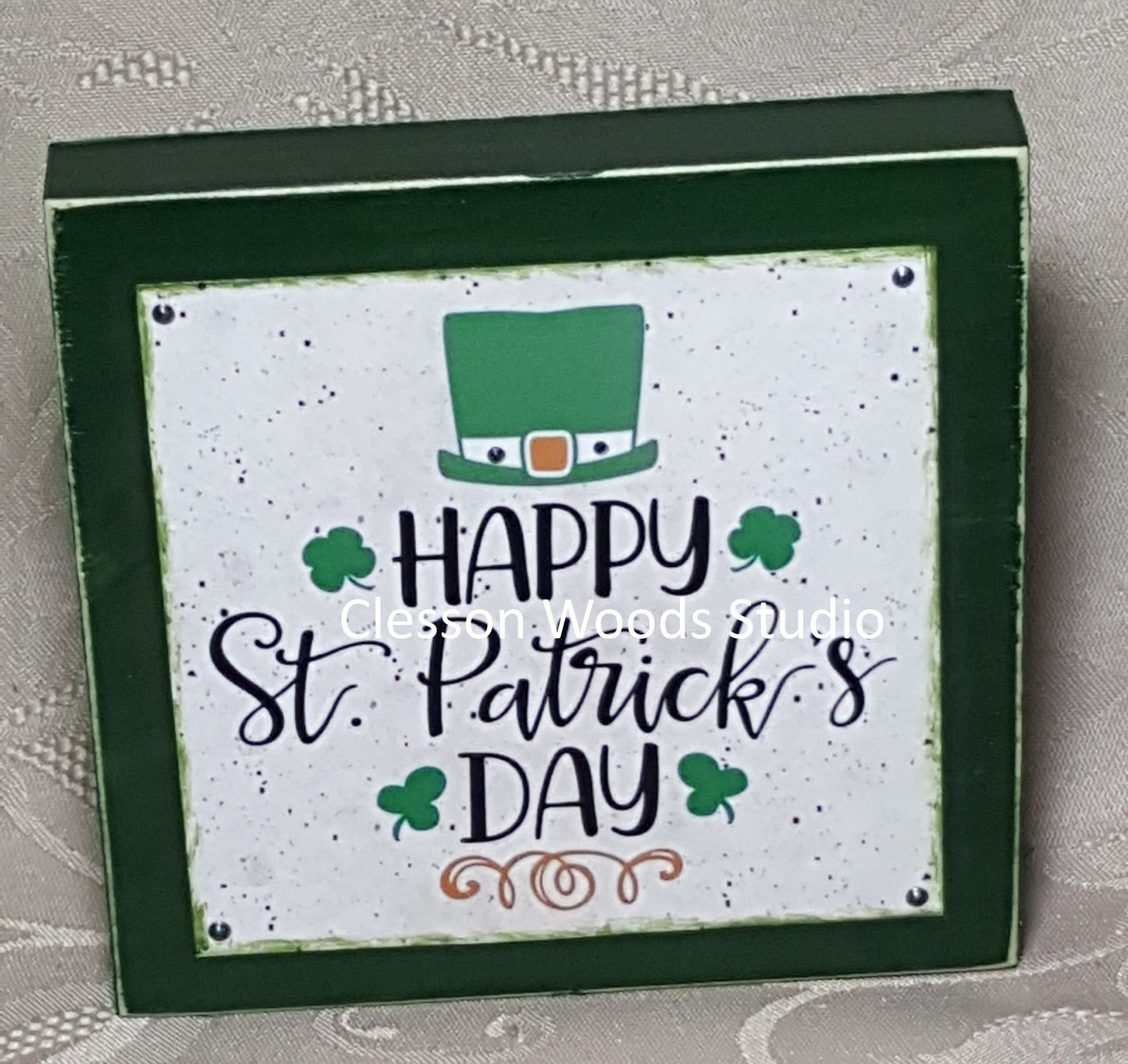 Happy St. Patrick's Day Hat Wood Block Sign