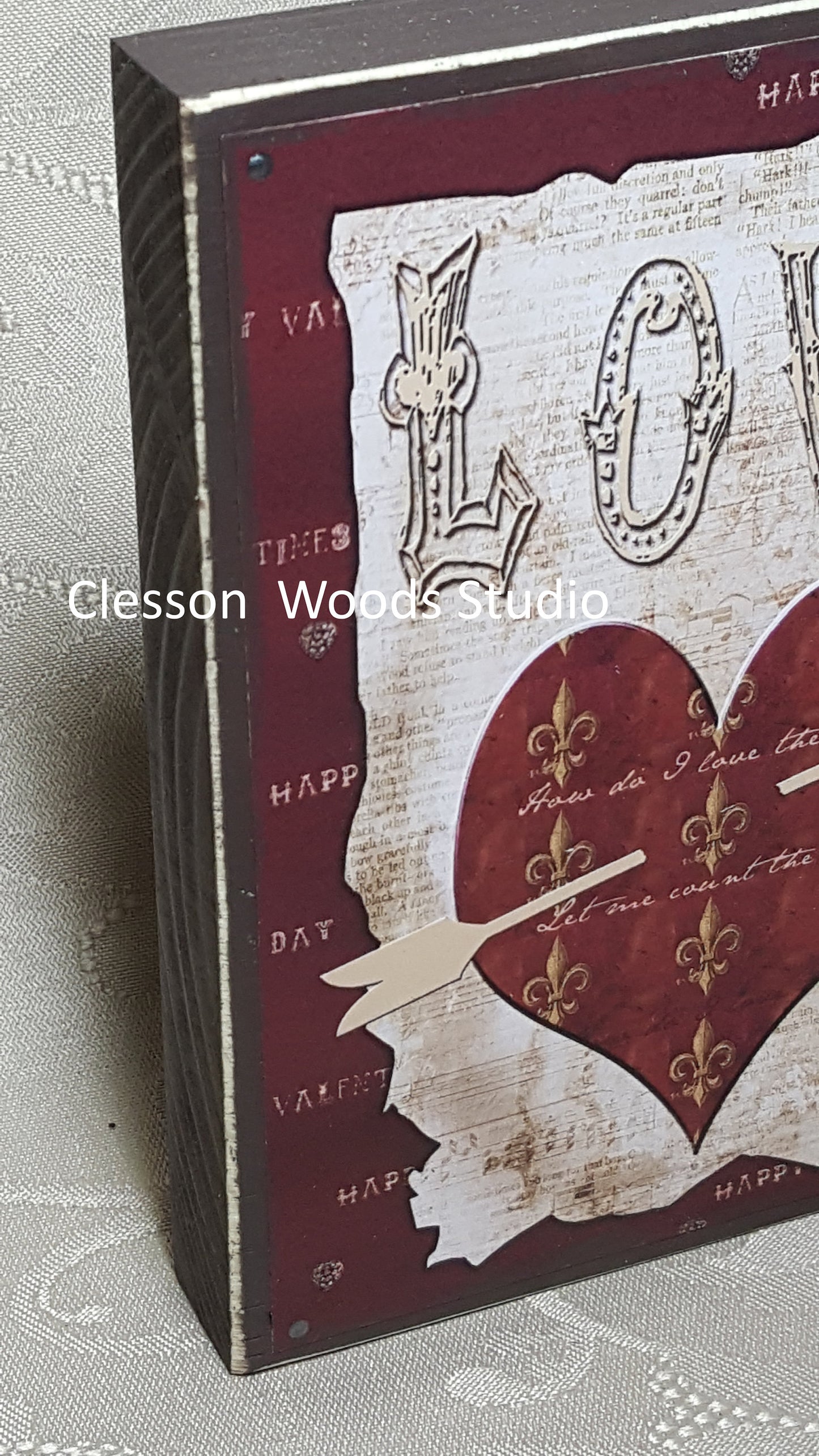 Love Heart Small Wood Block Sign
