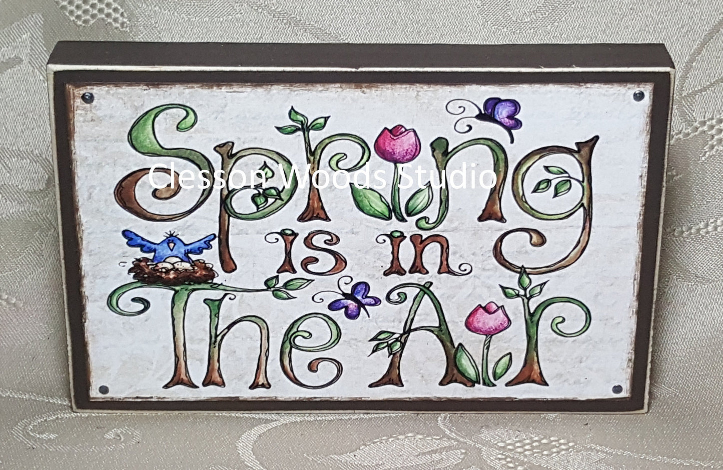 Spring Is In The Air Small Wood Block Sign