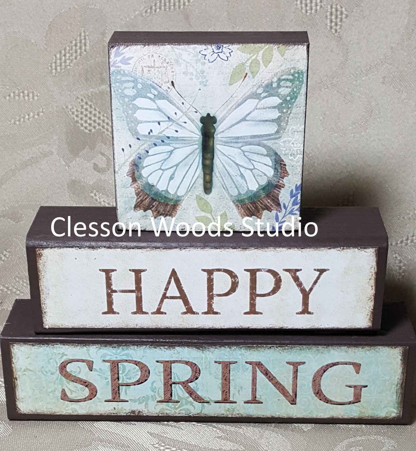 Happy Spring Butterfly Block Stack (Brown)