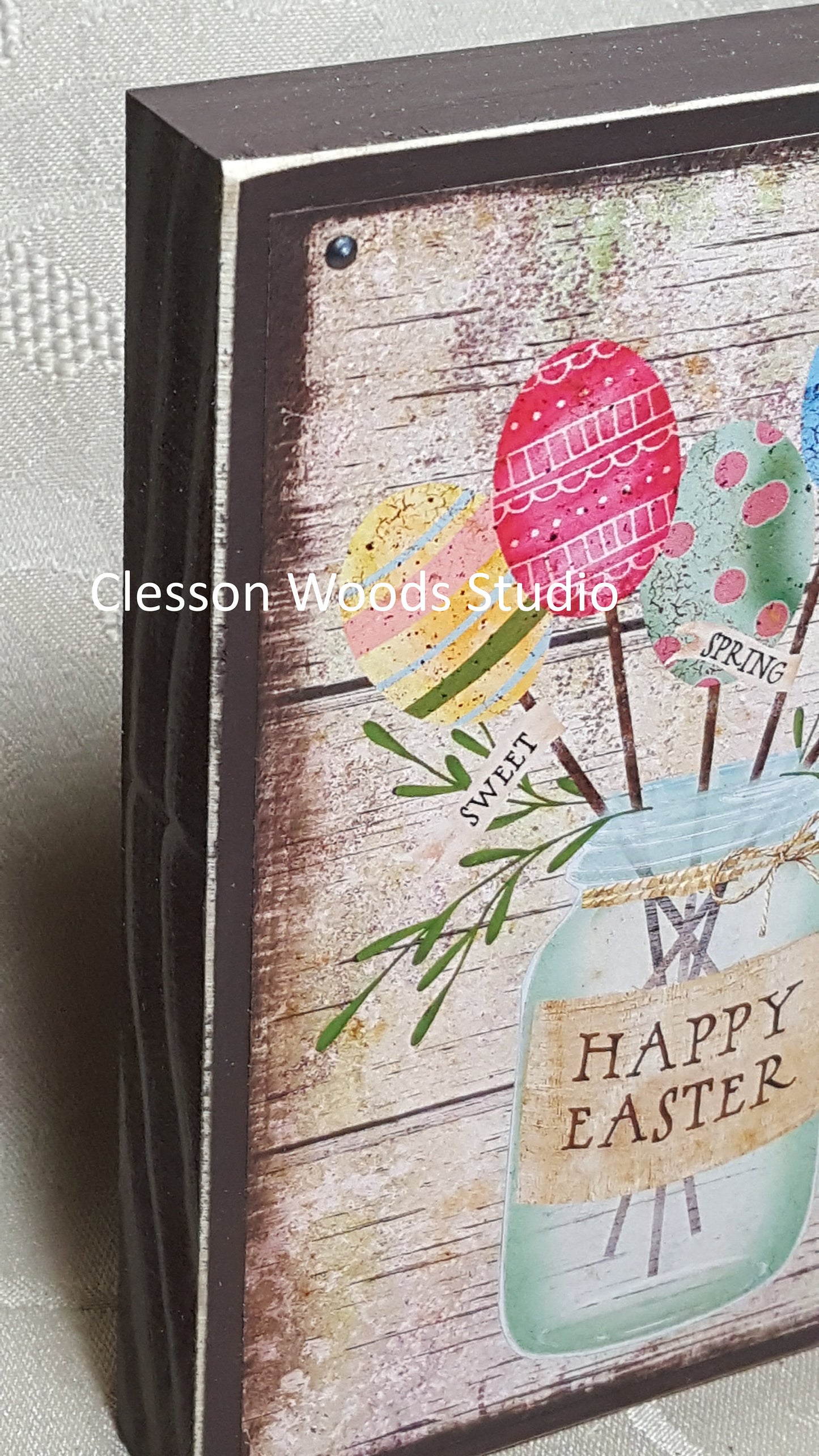 Easter Egg Mason Jar Small Wood Block Sign