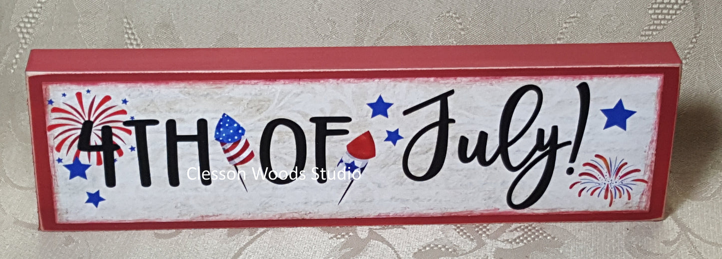 4th of July Patriotic Wood Sign (Red)