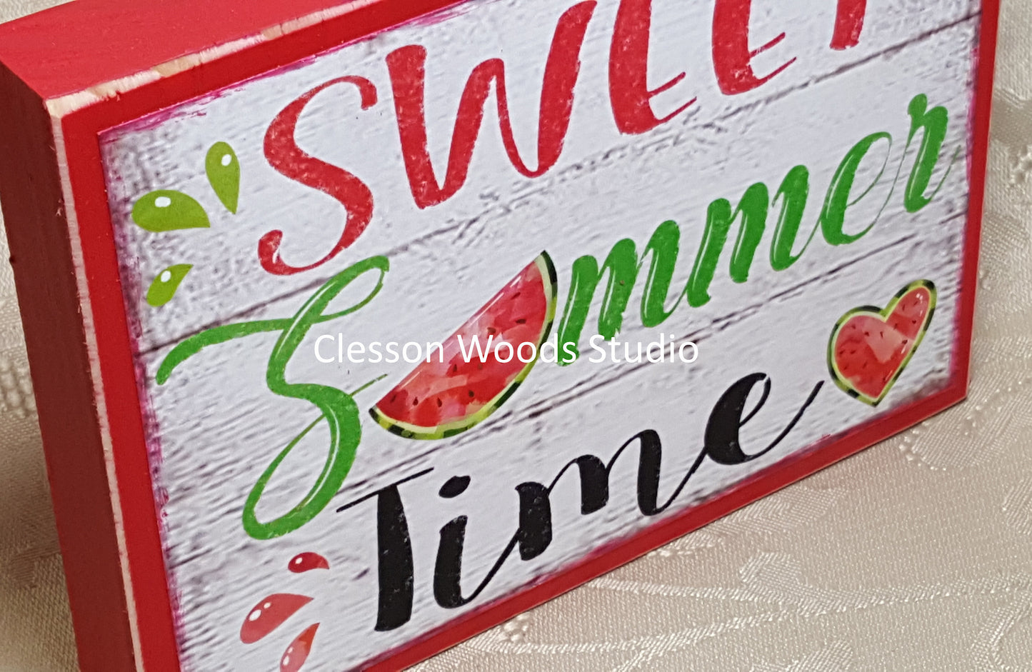 Sweet Summer Time Watermelon Wood Sign