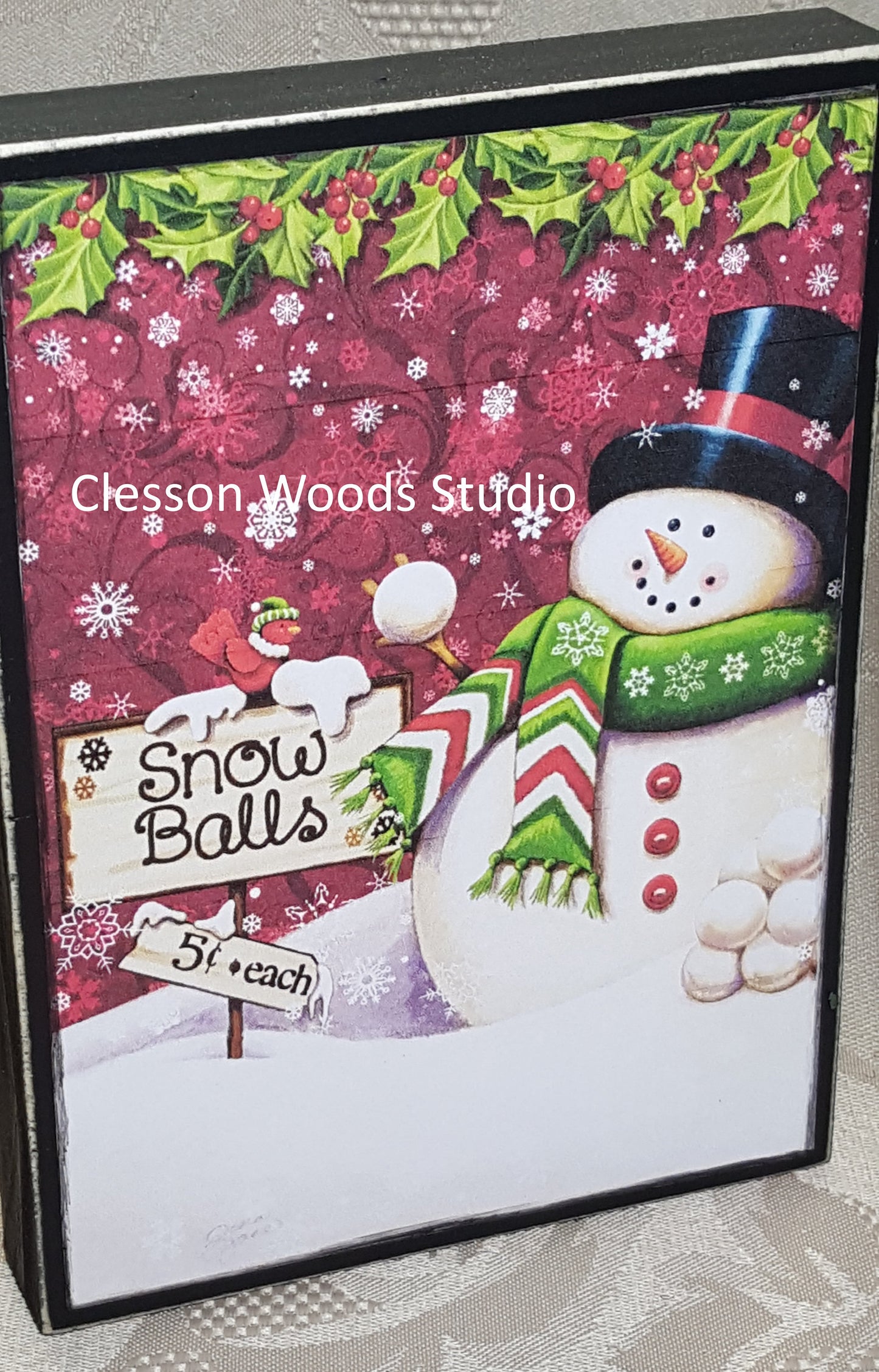 Snow Balls 5 Cents Each Small Wood Block Sign