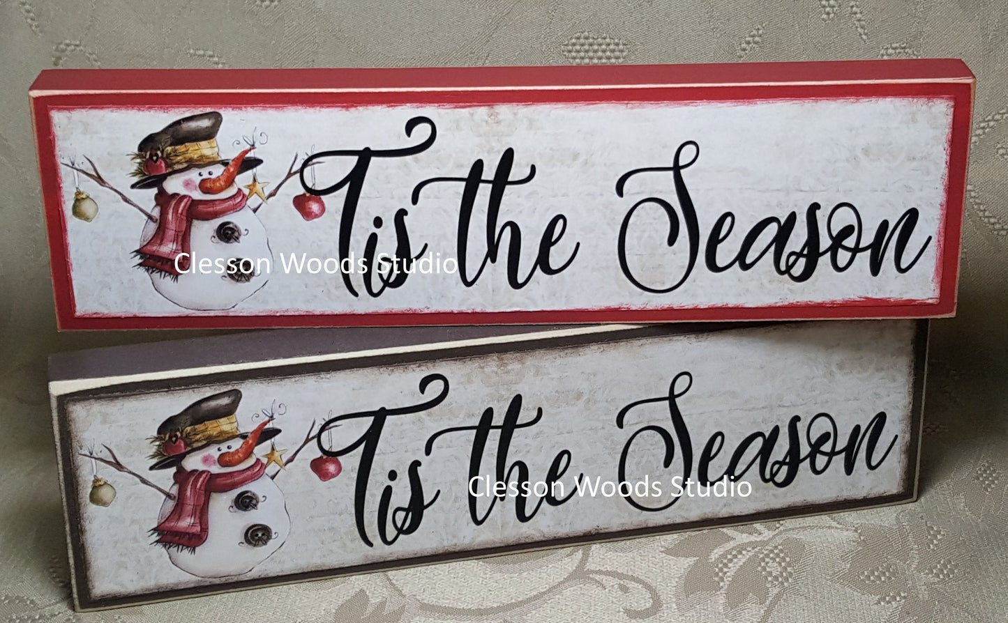 Tis The Season Snowman Wood Sign