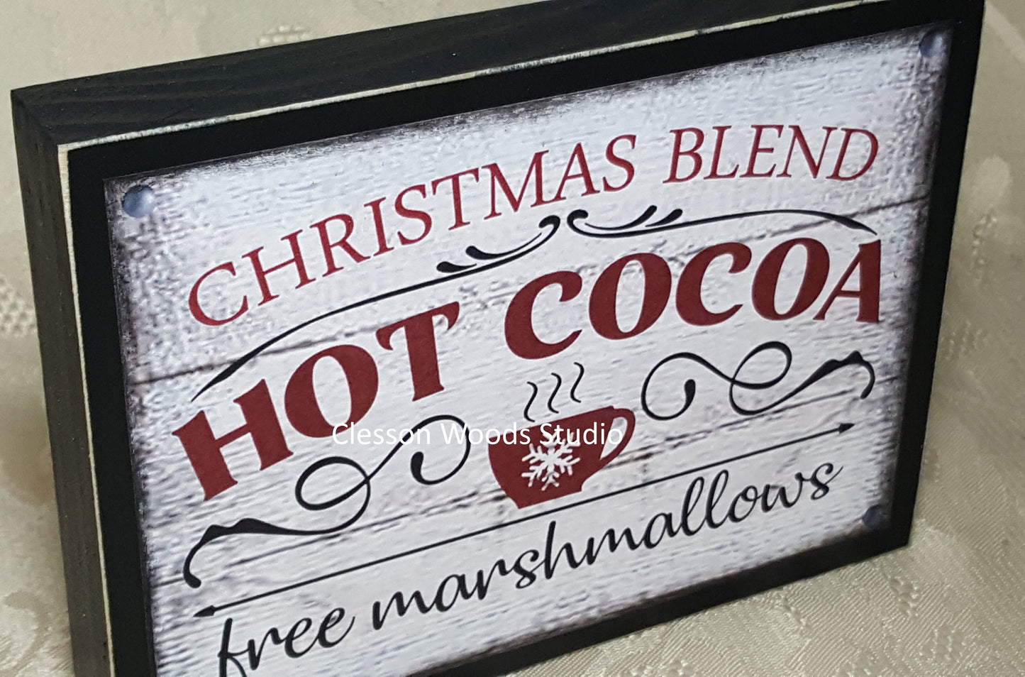 Christmas Blend Hot Cocoa Small Wood Block Sign (Horizontal)
