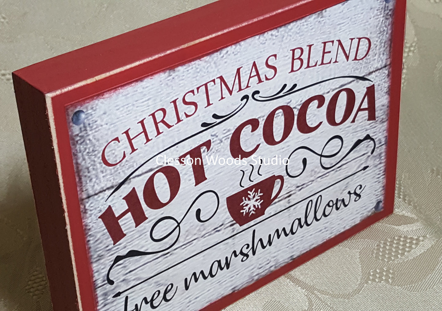 Christmas Blend Hot Cocoa Small Wood Block Sign (Horizontal)