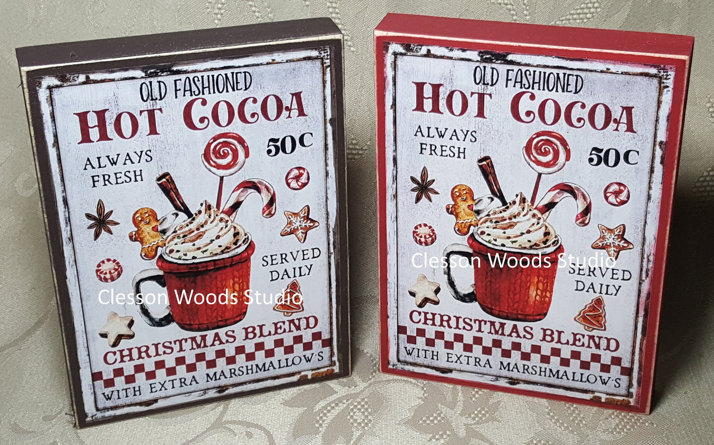 Old Fashioned Hot Cocoa Small Wood Block Sign