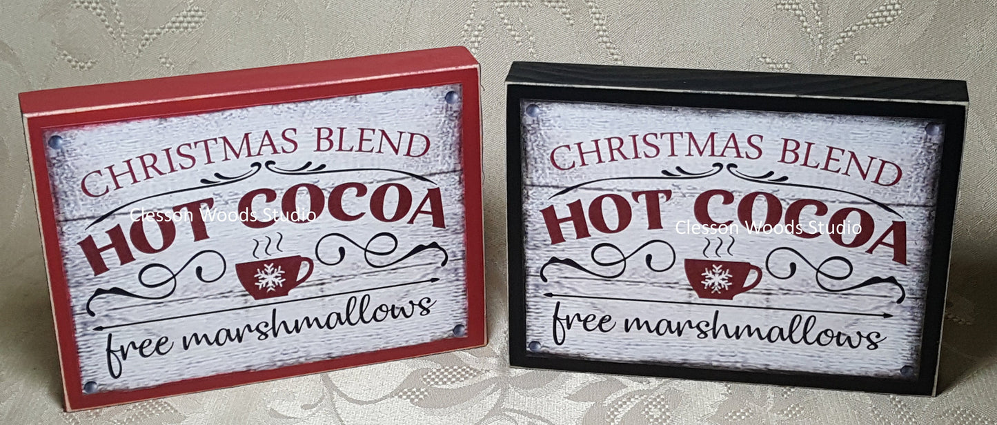 Christmas Blend Hot Cocoa Small Wood Block Sign (Horizontal)