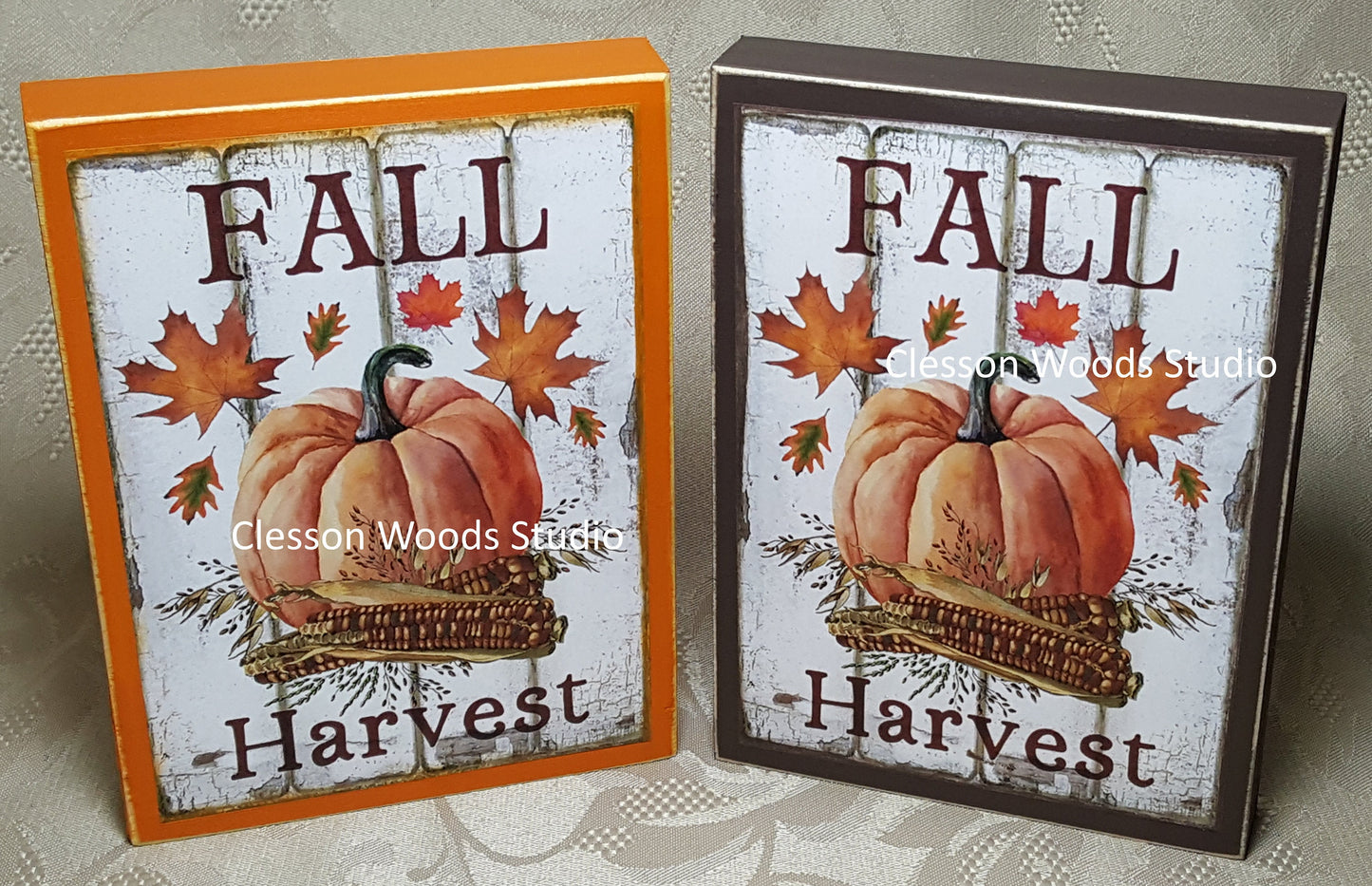 Fall Harvest Pumpkin Small Wood Block Sign