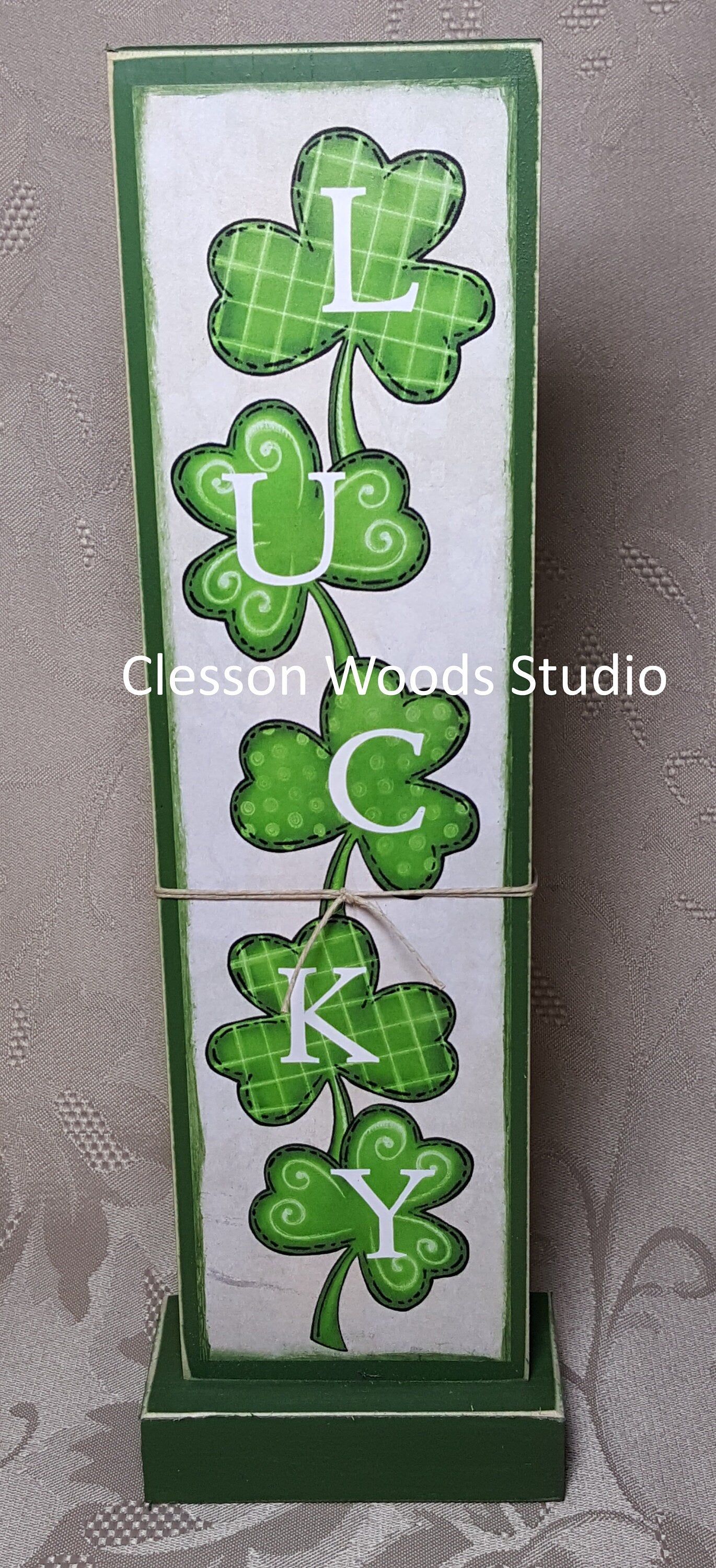 Lucky Shamrocks Vertical Wood Sign