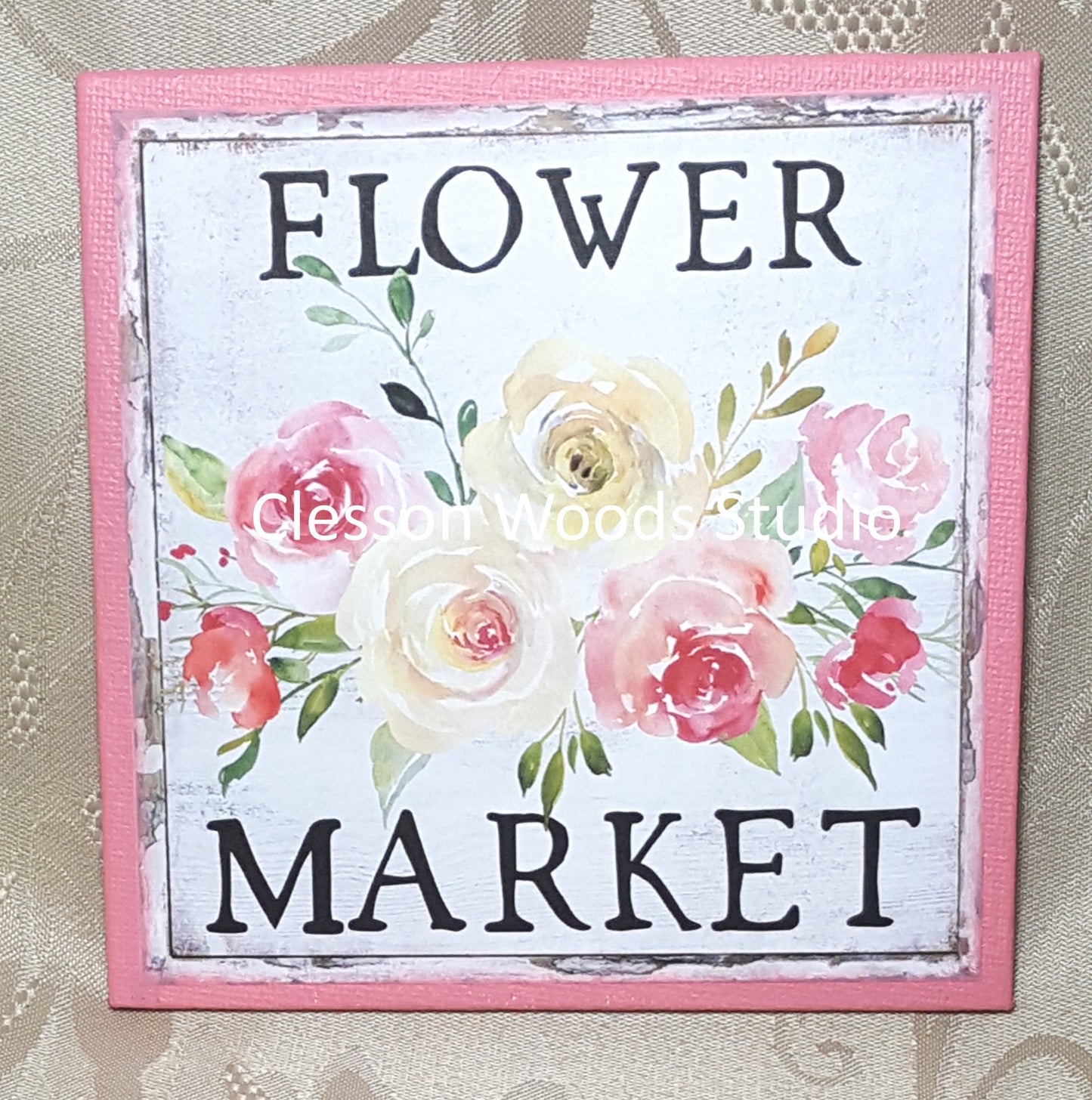 Flower Market 5"x5" Canvas (Pink)