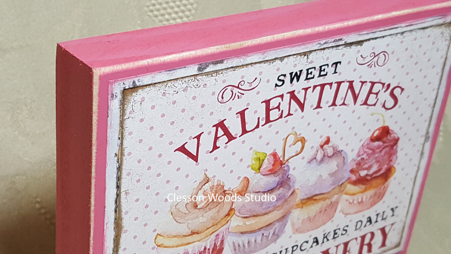 Sweet Valentine's Confectionery (Pink) Small Wood Sign